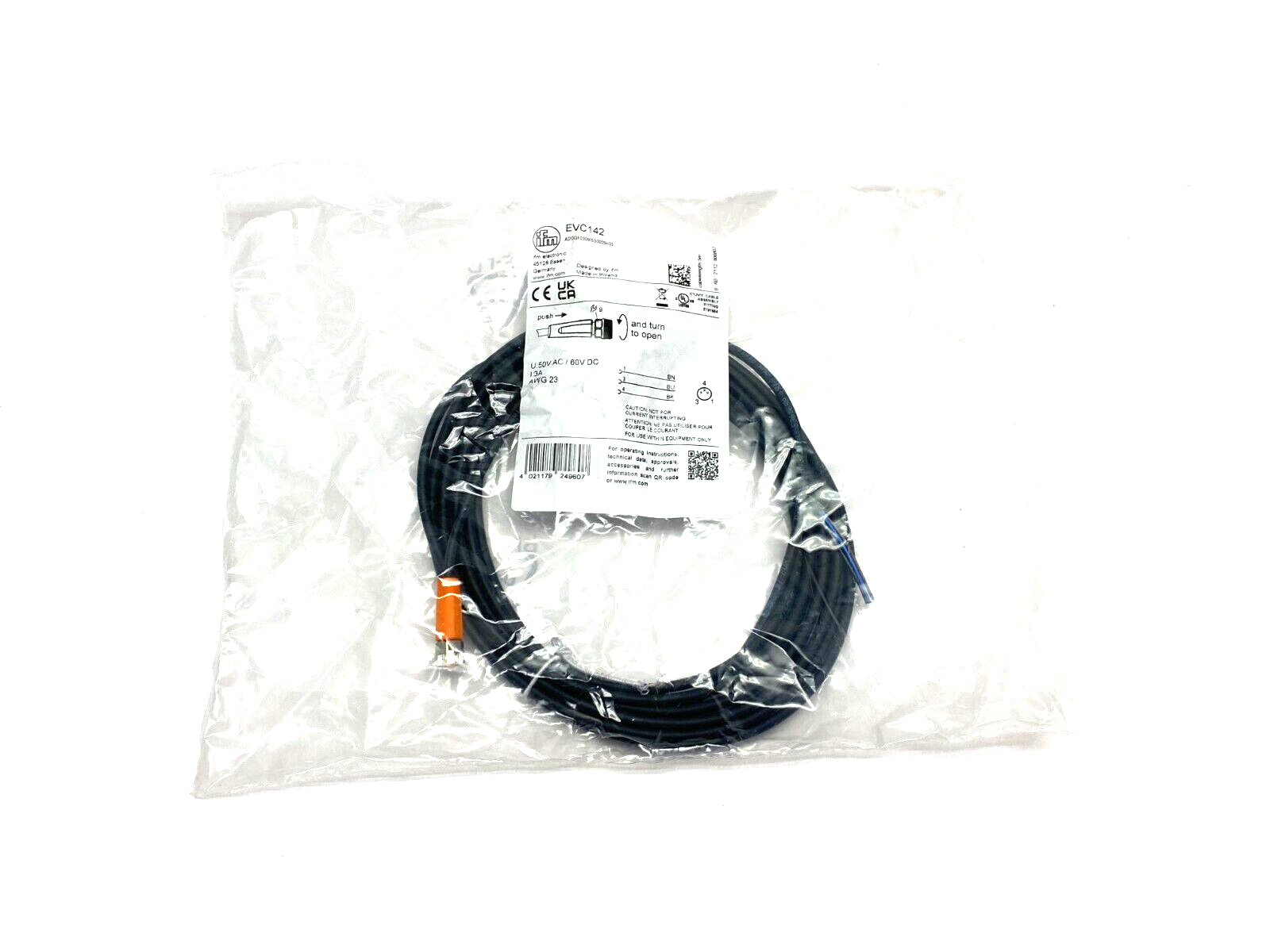 Ifm EVC142 Single Ended Female M8 to Pigtail Cordset ADOGF030MSS0005H03 - Maverick Industrial Sales