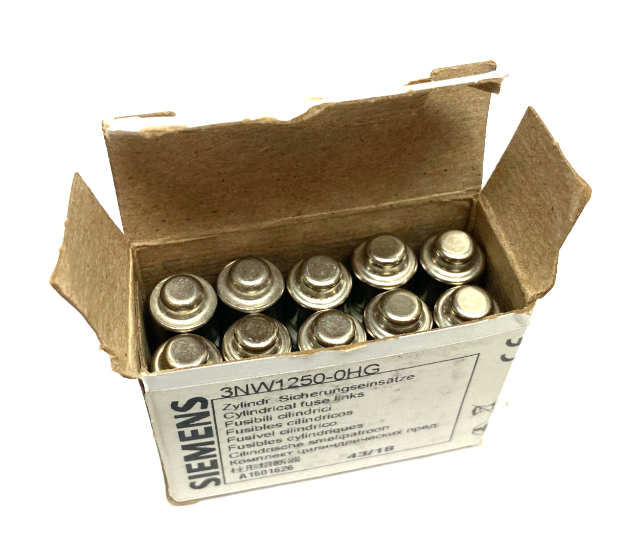 3NW1250-0HG | Siemens SENTRON Cylindrical Fuse, Slow-Blow, 25A, BOX OF 10- New – Open box - Maverick Industrial Sales