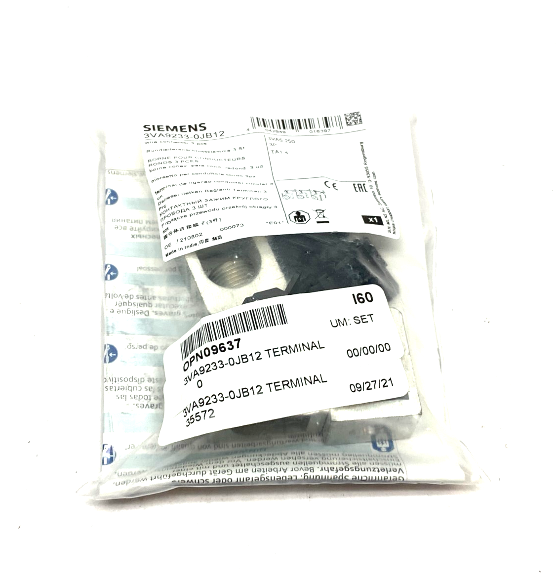 Siemens 3VA9233-0JB12 Terminal Lug Wire Connector Kit 3 PCS - Maverick Industrial Sales