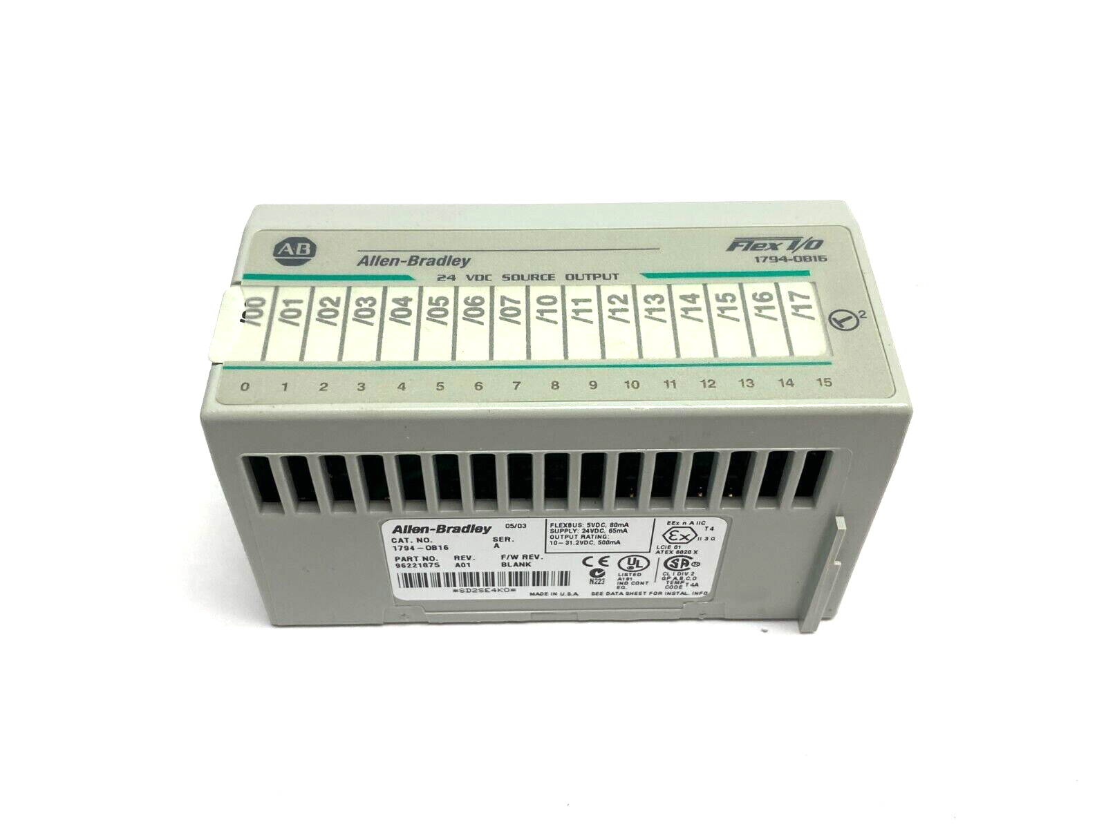 Allen Bradley 1794-OB16 Ser. A Flex I/O Source Output Module 16-Point 96221875 - Maverick Industrial Sales