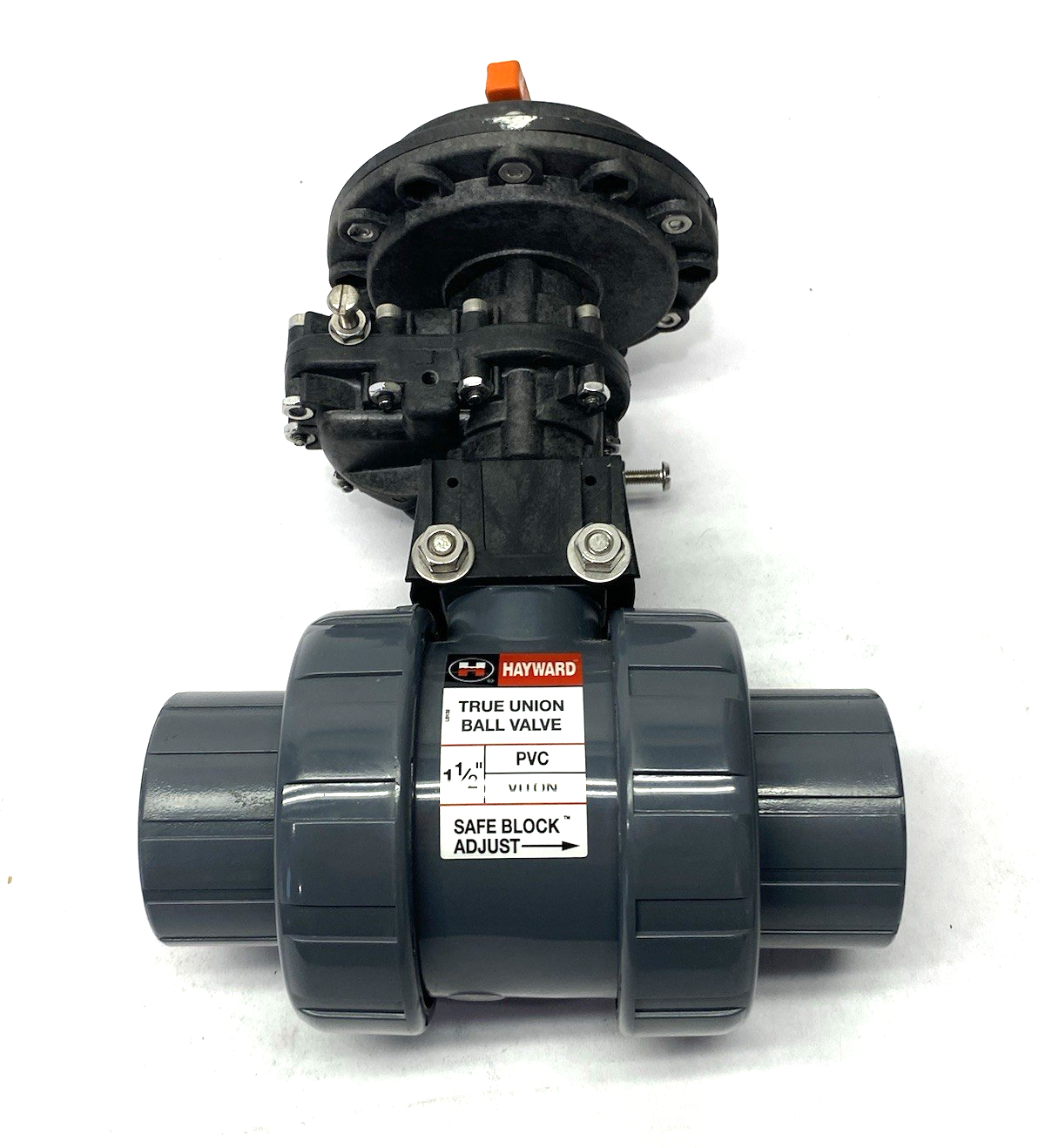 Hayward 1-1/2" True Union Ball Valve PVC, Viton w/ SR3 Spring Return Actuator - Maverick Industrial Sales
