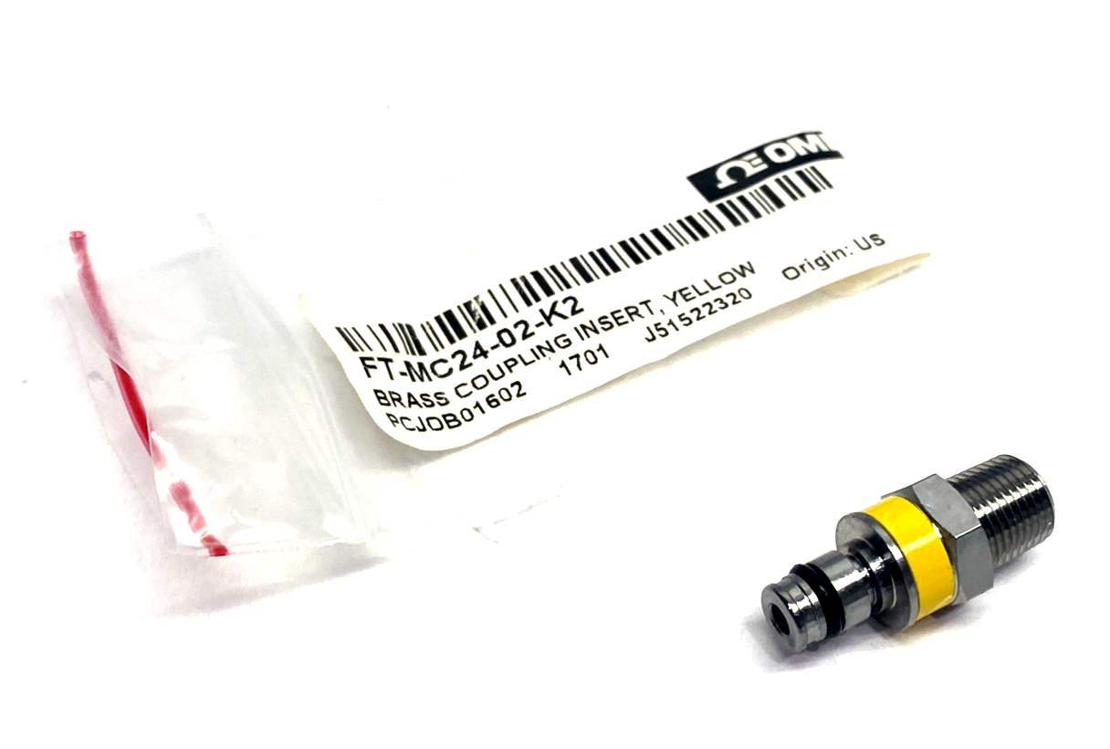 Omega FT-MC24-02-K2 Chrome-Plated Brass Quick Coupling Insert, Yellow, 1/8" NPT - Maverick Industrial Sales