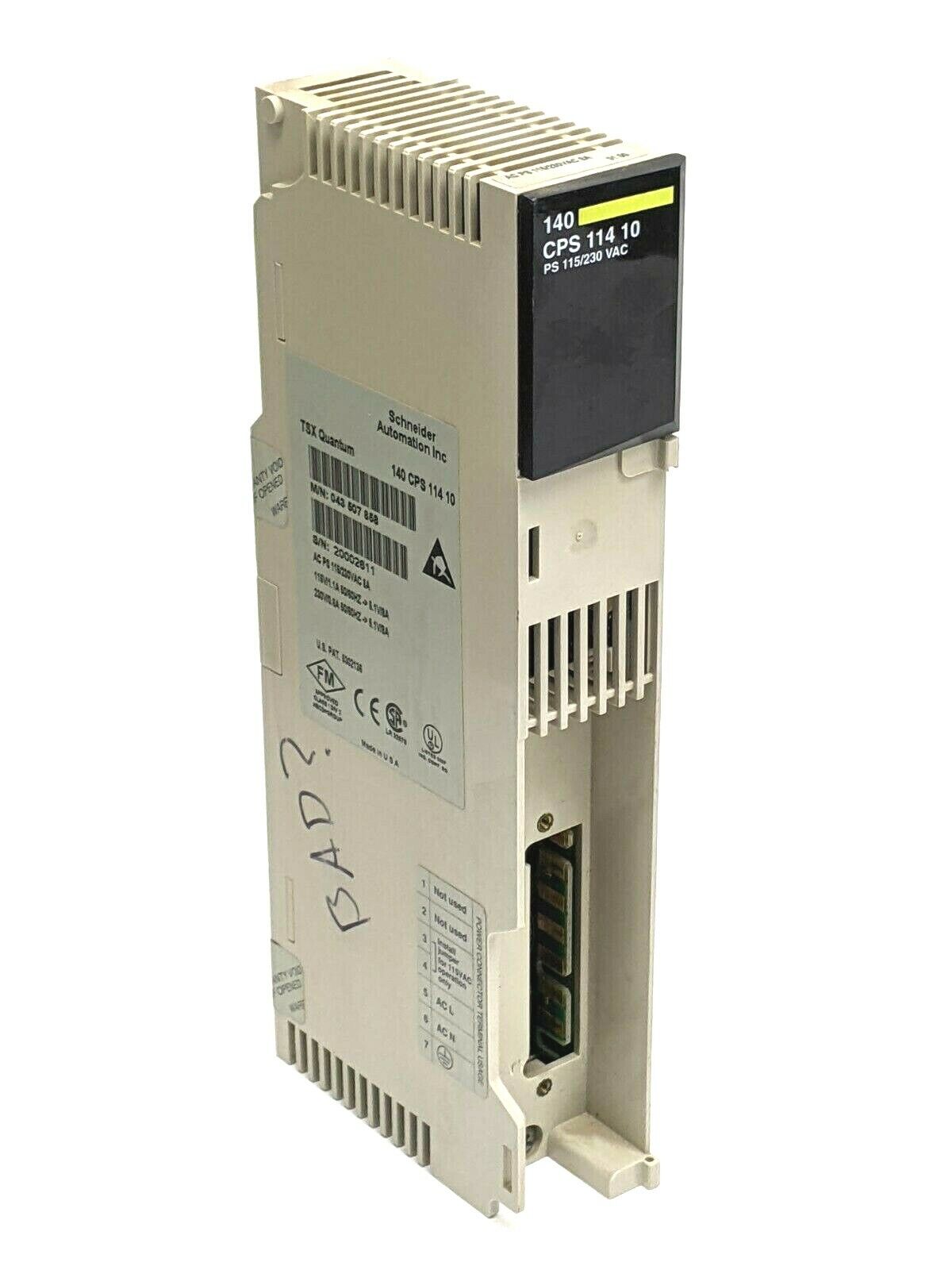 Schneider 140 CPS 114 10 Power Supply TSX Quantum 043507858 115/230 VAC - Maverick Industrial Sales