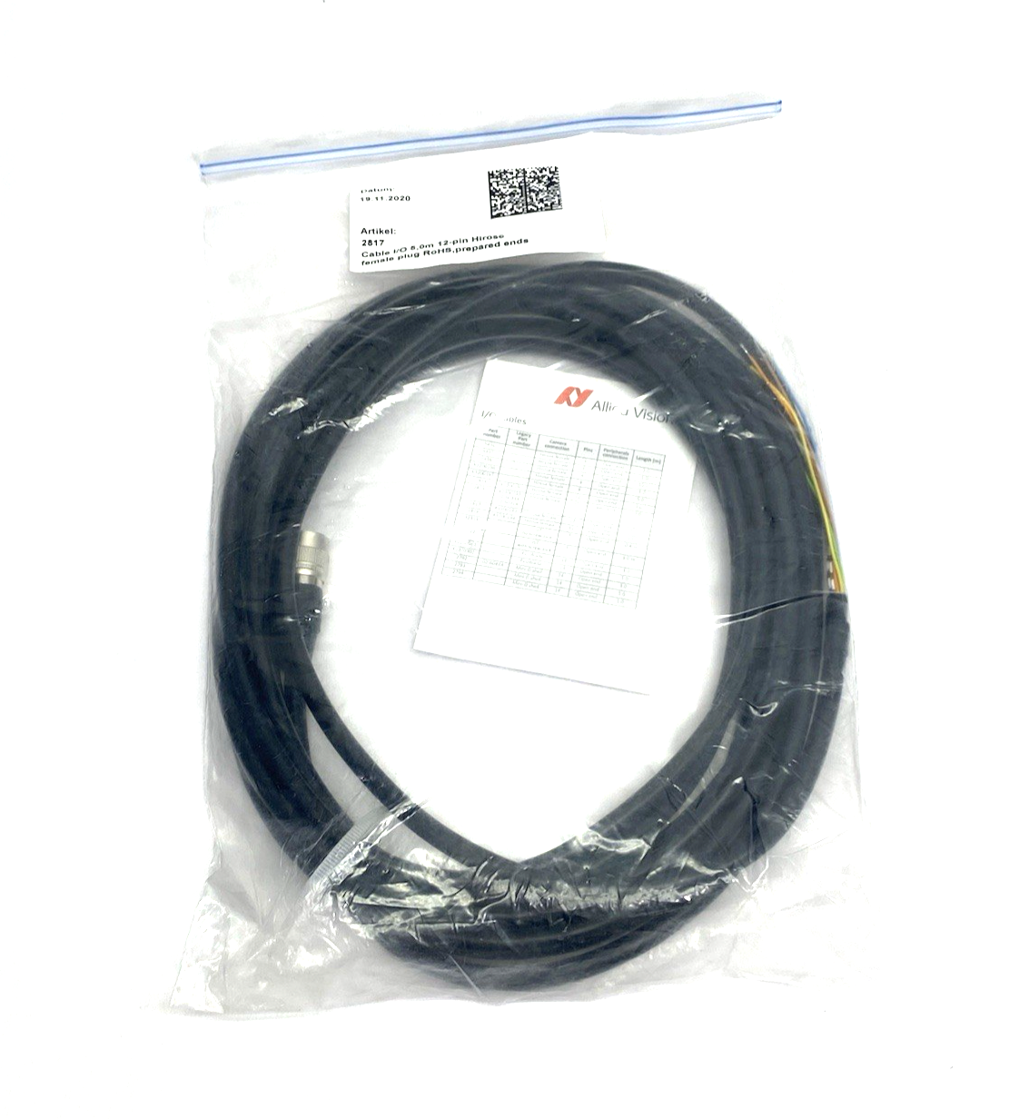 2817 | Allied Vision I/O Cable 12-Pin Hirose Female to Open End 5m Length - New Other - Maverick Industrial Sales