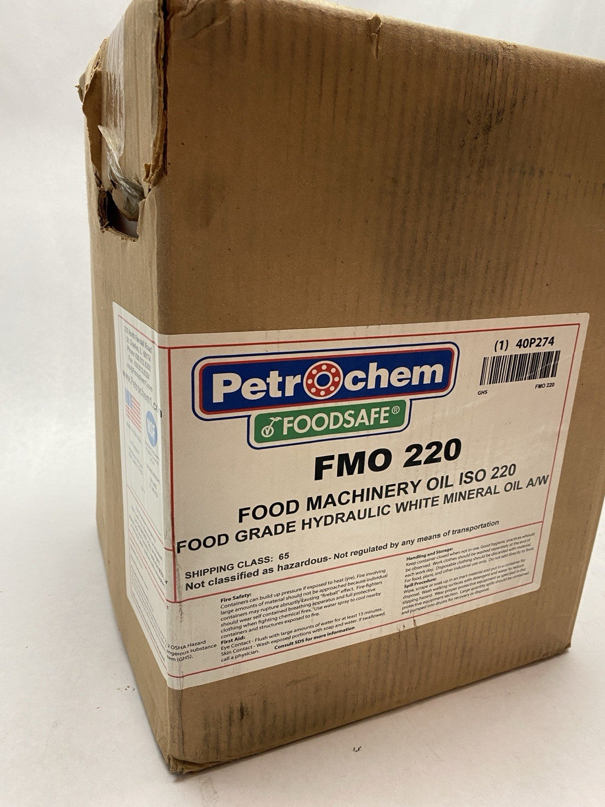 Petrochem 40P274 Foodsafe FMO 220 Food Machinery Oil ISO 220 5 Gallons - Maverick Industrial Sales