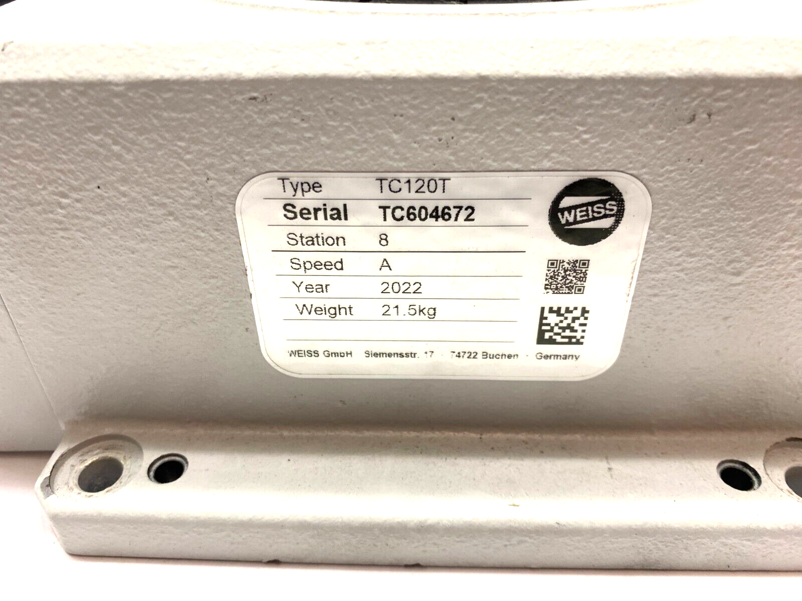Weiss TC120T Rotary Indexing Table, 8-Station, Speed A, Koncar AZKA 56L-4T Motor - Maverick Industrial Sales