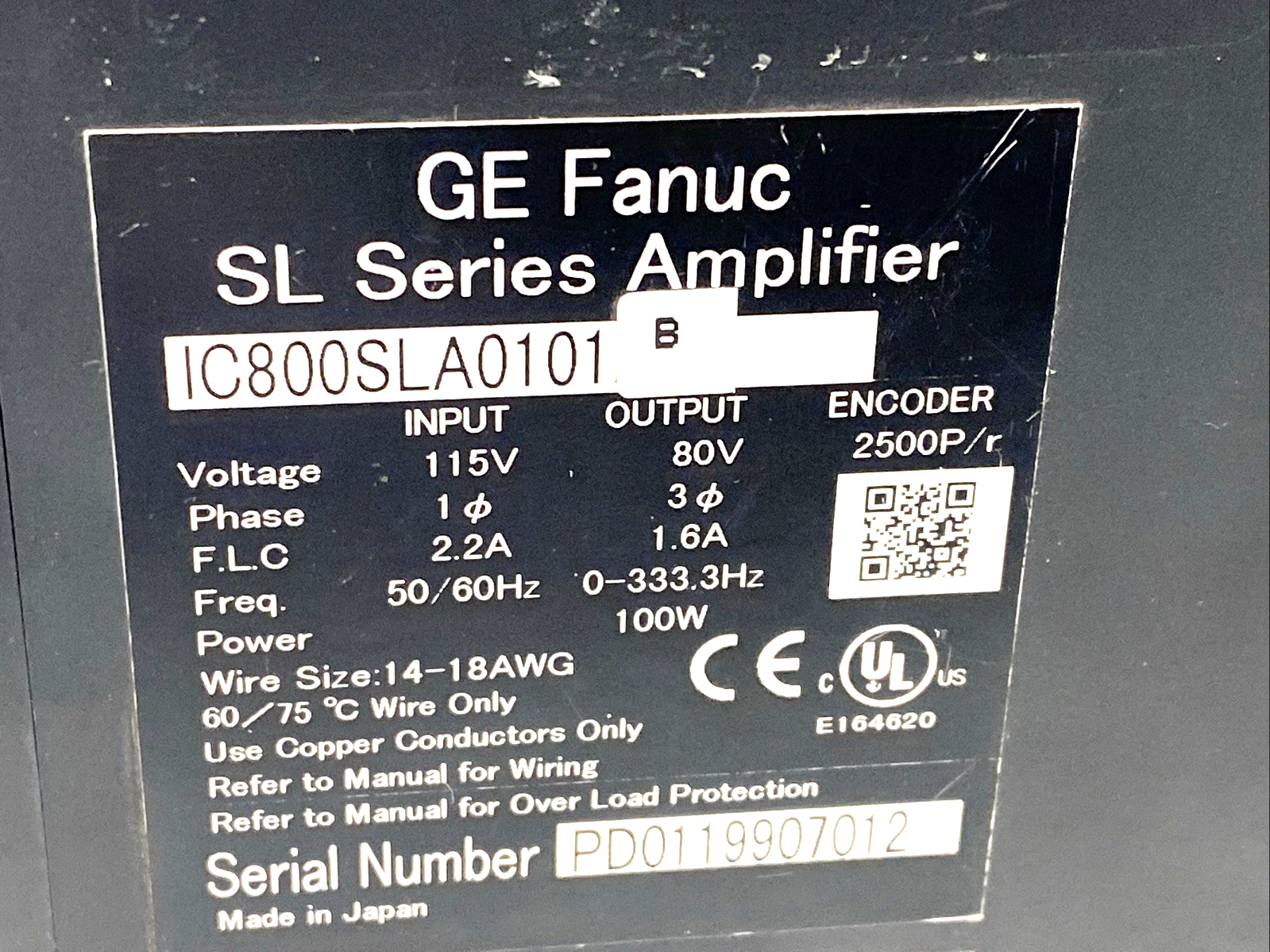 IC800SLA0101 | GE Fanuc SL Series Servo Amplifier 100W B DAMAGED FRONT - Used - Maverick Industrial Sales