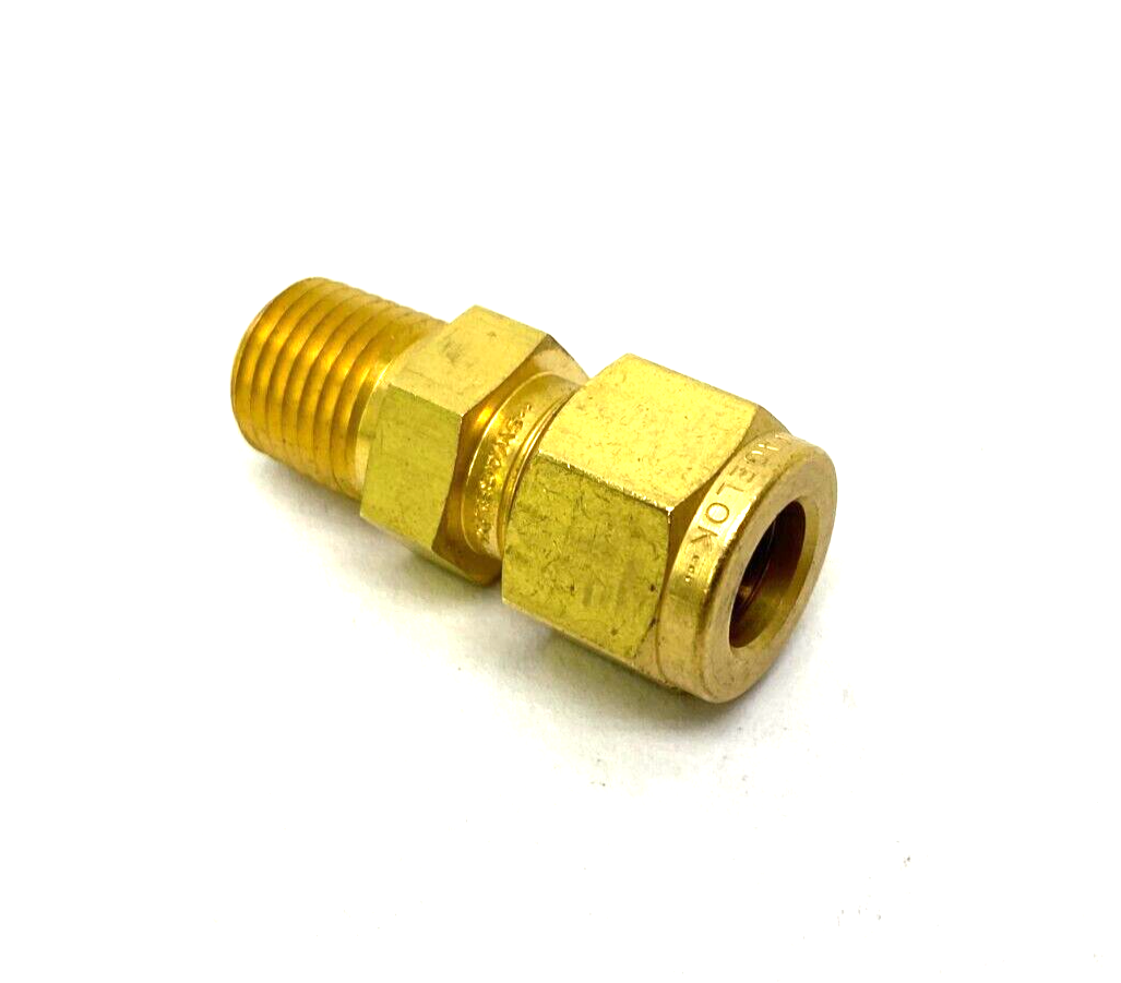 Swagelok B-600-1-4 Brass Compression Tube Fitting 3/8" Tube OD 1/4" NPT Thread - Maverick Industrial Sales