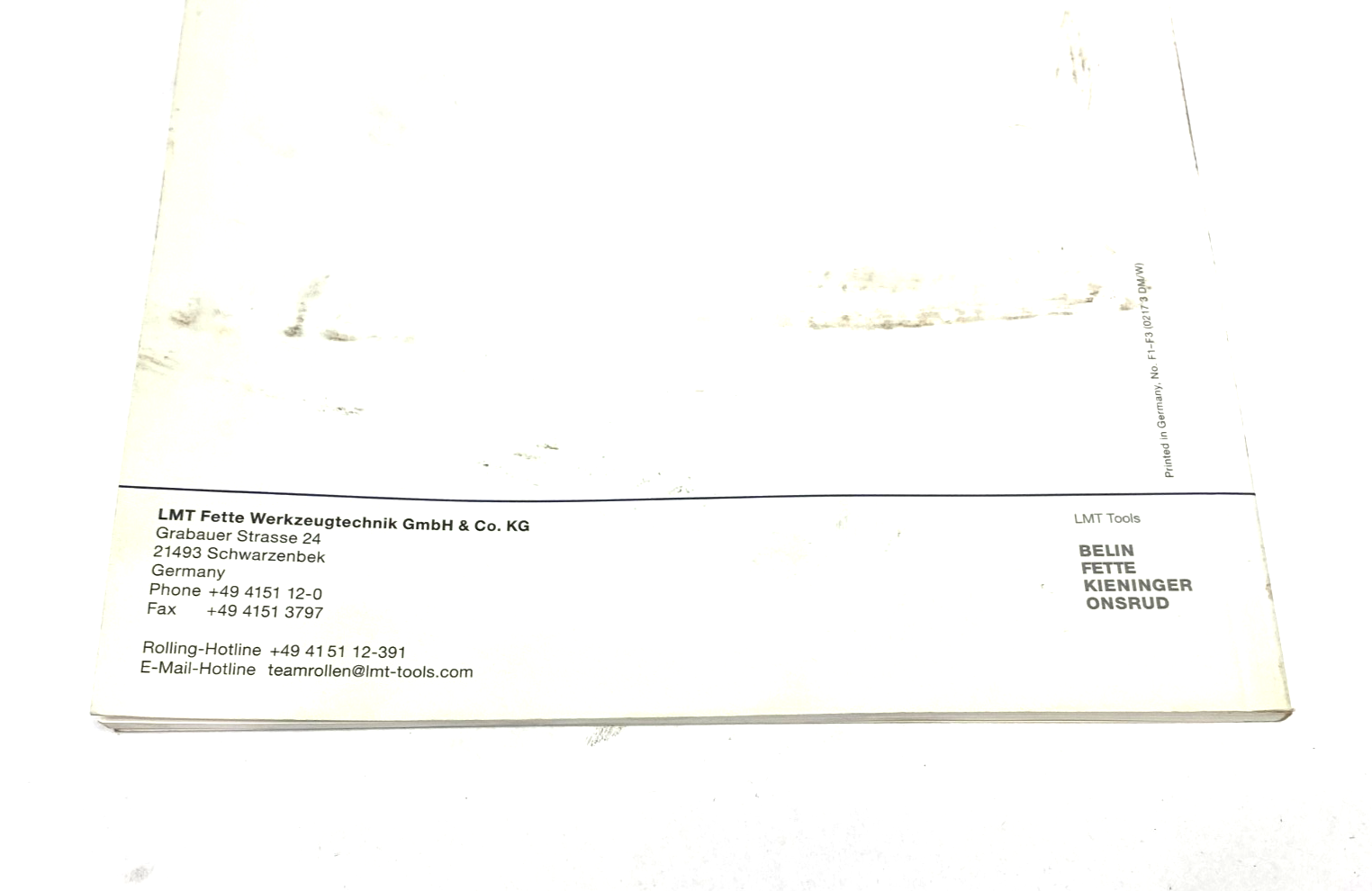 LMT Fette EVOline Axial Rolling Head Manual - Used - Maverick Industrial Sales