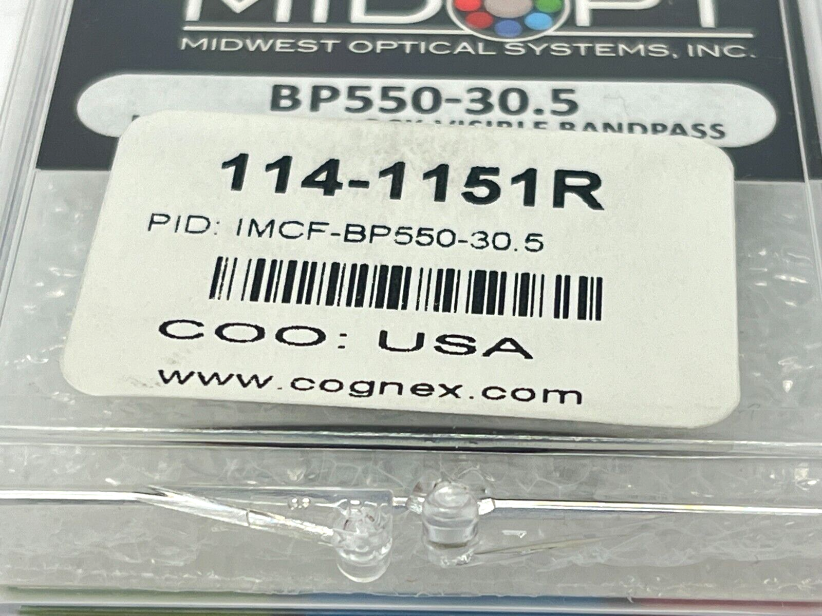 Cognex IMCF-BP550-30.5 Near-IR/UV-Block Visible Bandpass Filter - Maverick Industrial Sales