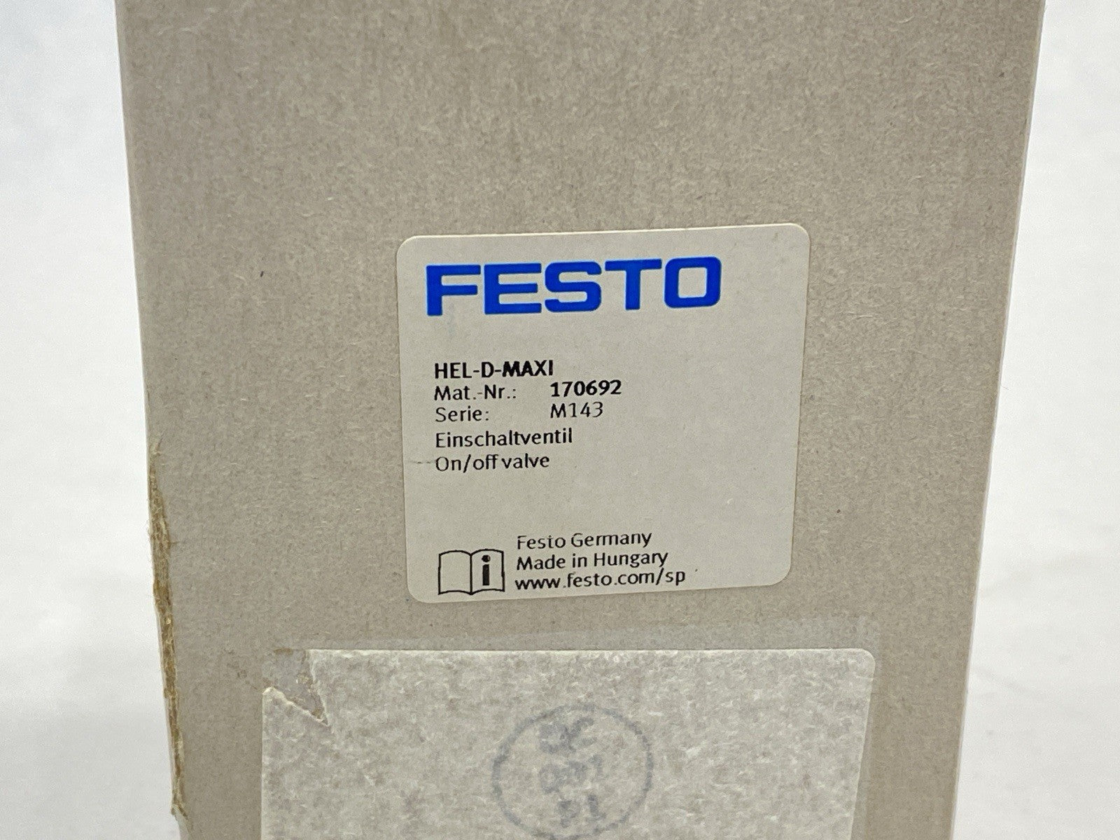 Festo HEL-D-MAXI Pneumatic On/Off Valve 170692 - Maverick Industrial Sales