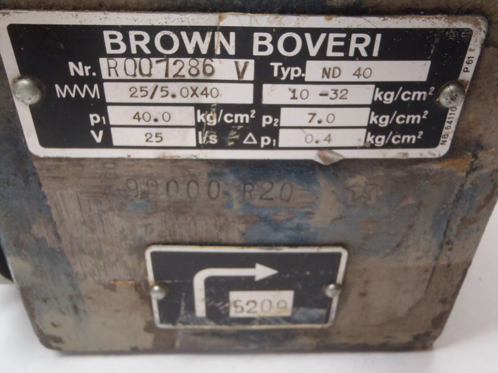 Brown Boveri R007286V Control Valve ND40 99000 R20 5209 - Maverick Industrial Sales