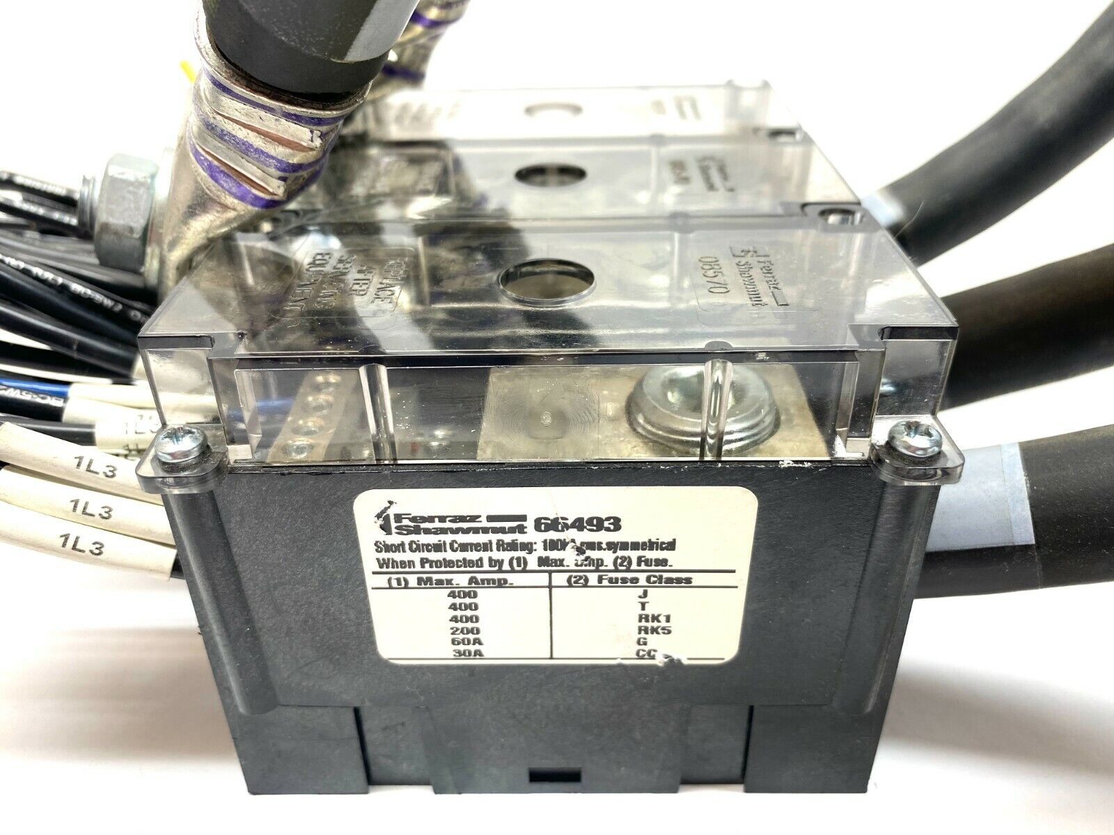 Ferraz Shawmut 66493 Distribution Block 3-Pole 600V w/ Cables - Maverick Industrial Sales