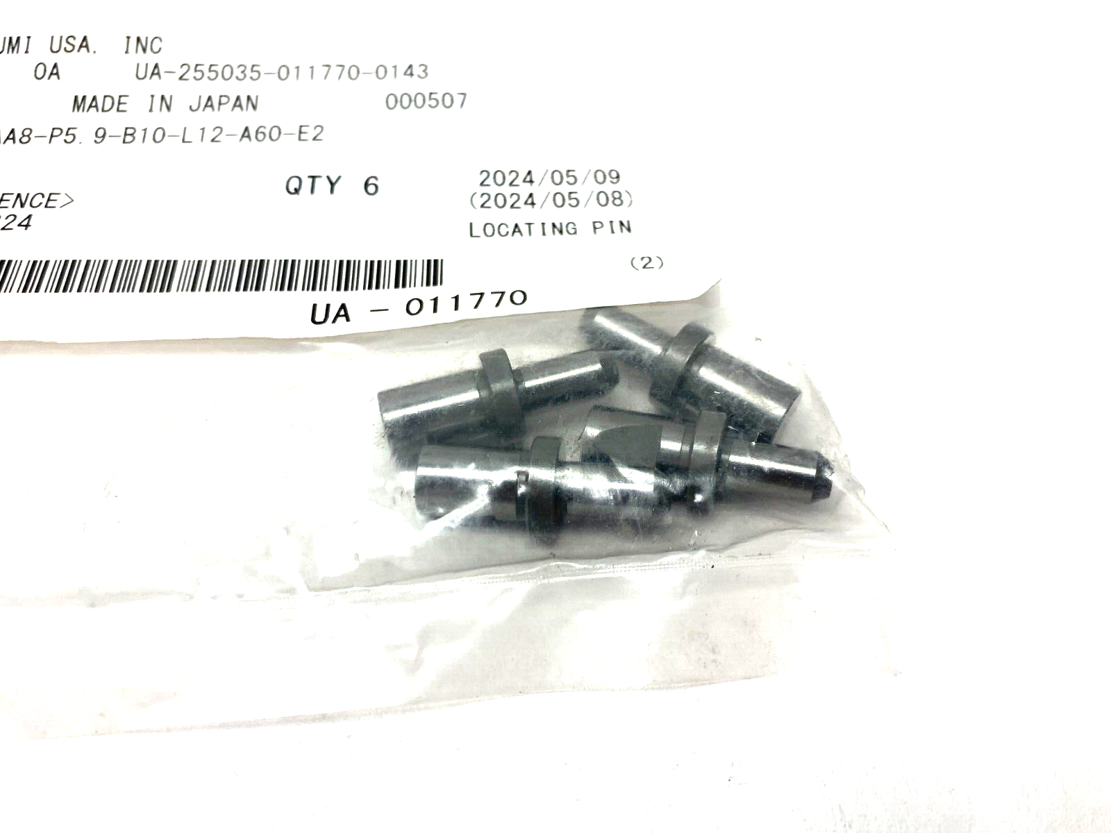 Misumi ELACAA8-P5.9-B10-L12-A60-E2 Locating Pin PKG OF 4 - Maverick Industrial Sales
