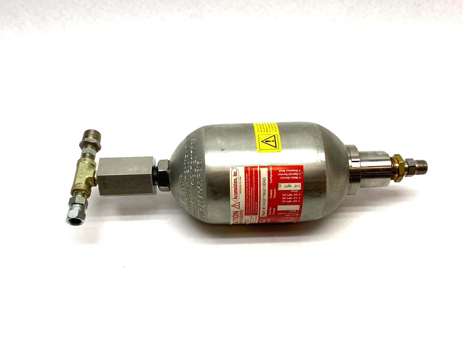 Accumulators Inc A1QTTBG2100AS High Pressure Accumulator 1 Qt 2,000psi 3/4" NPT - Maverick Industrial Sales
