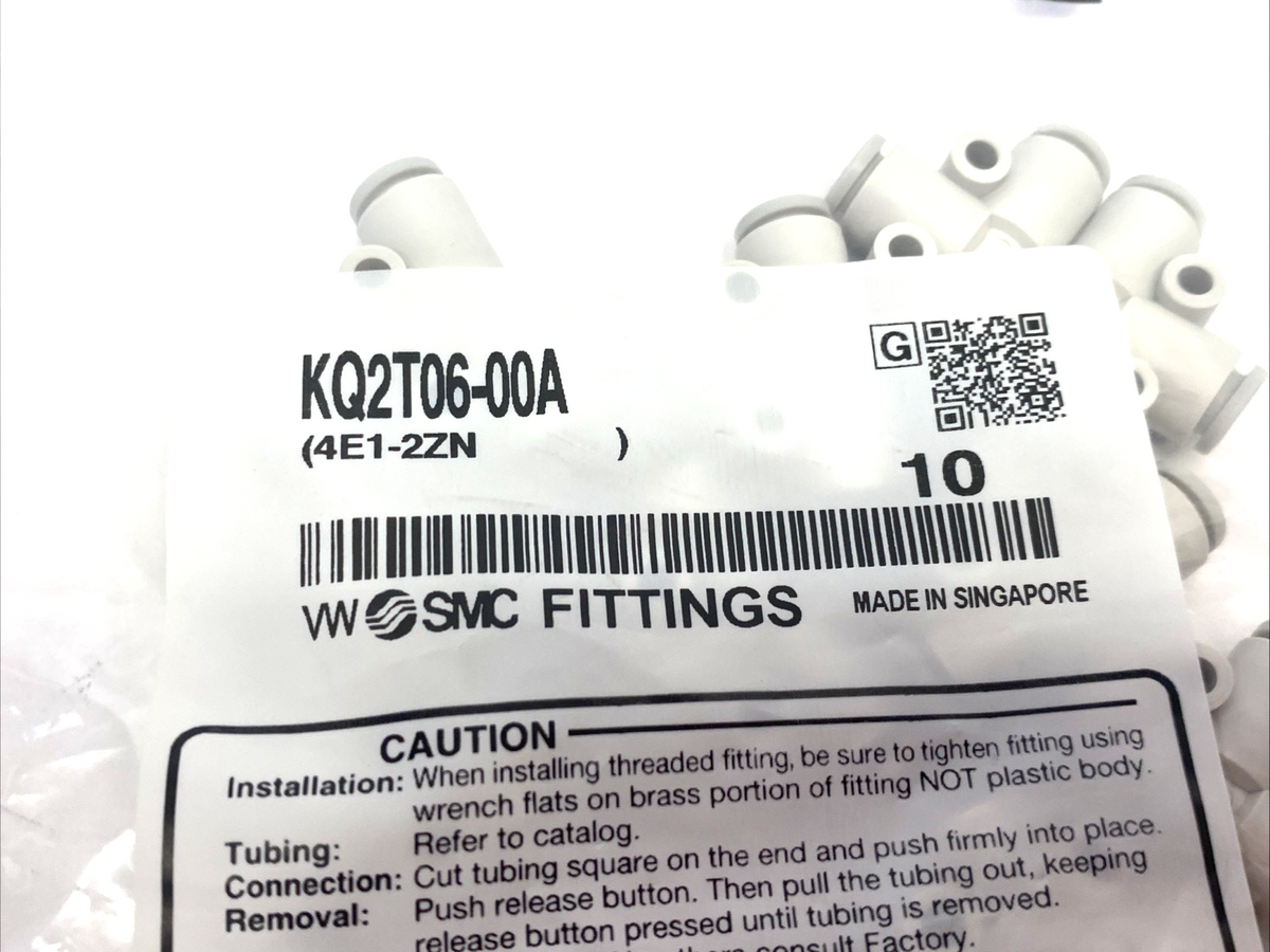 | SMC KQ2T06-00A Pneumatic One-Touch Union Tee Fitting, 6mm Tube OD, 10-PACK - New - Maverick Industrial Sales