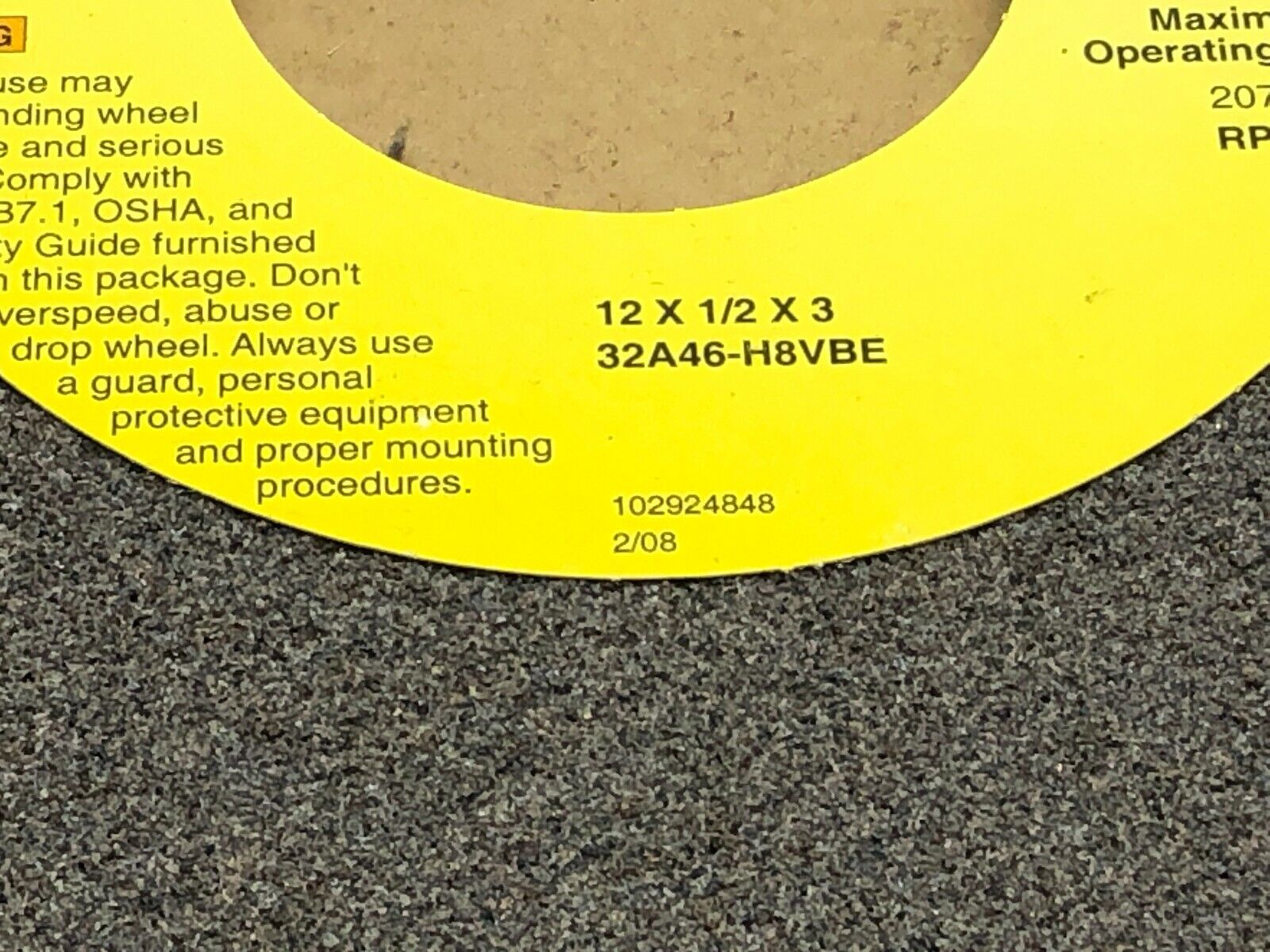Norton 32A46-H8VBE Grinding Wheel 3" Bore 2070 RPM - Maverick Industrial Sales
