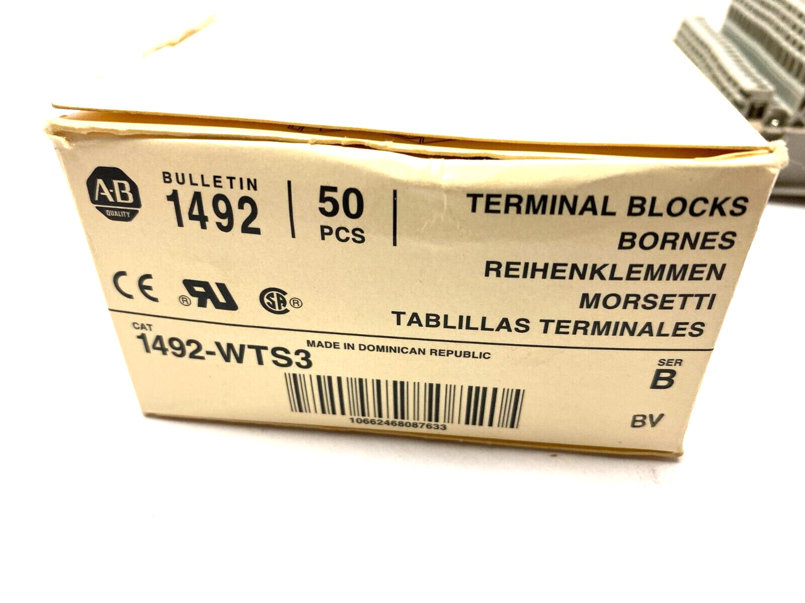 Allen Bradley 1492-WTS3 Ser B 3-Stage Feed-Through Terminal Block Gray BOX OF 17 - Maverick Industrial Sales