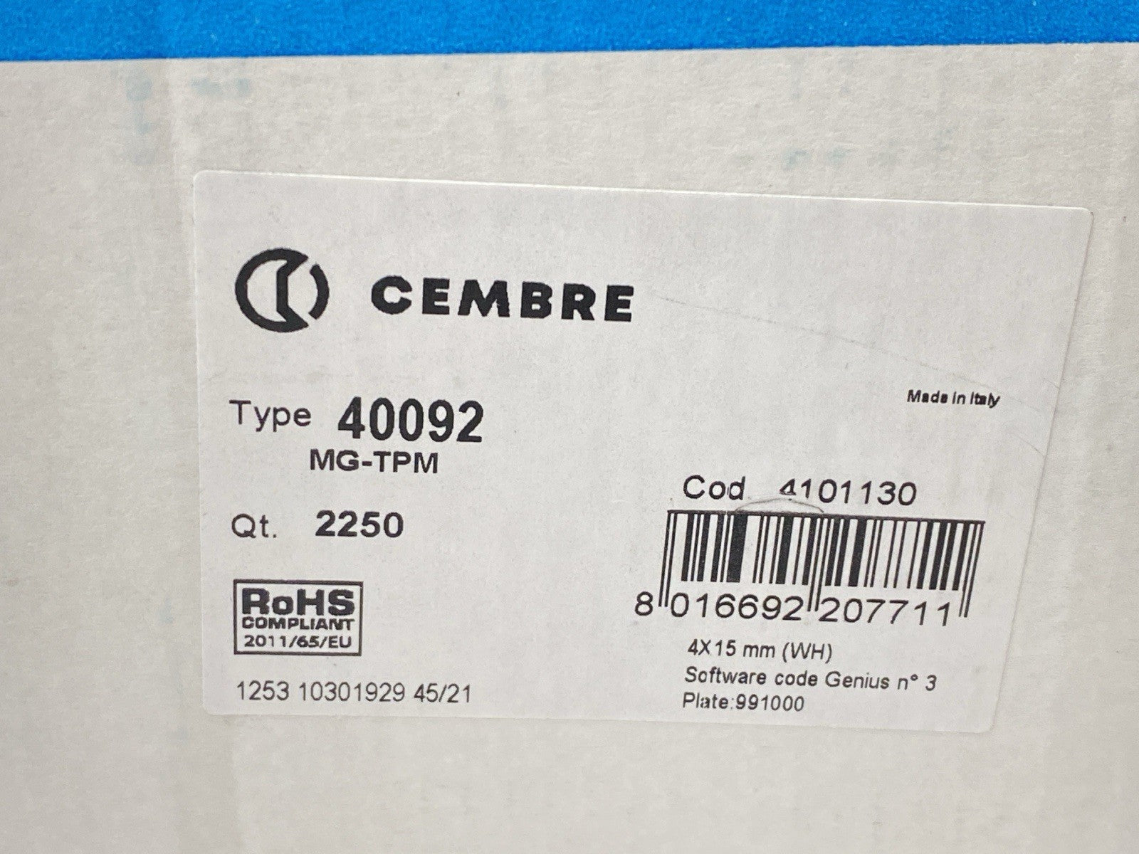 Cembre 40092 Terminal Marker Tags MG-TPM QTY OF 2250 - Maverick Industrial Sales