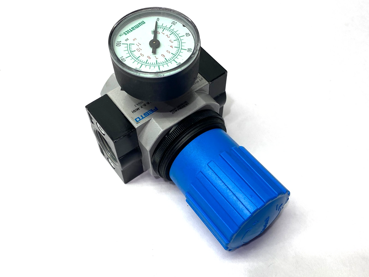 Festo LR-3/4-D-7-MIDI Pneumatic Pressure Regulator 162587 w/ Numatics Gauge - Maverick Industrial Sales