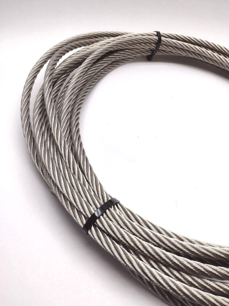 60 FT x 1/2 Inch Bright Steel Wire Rope 6/19 Strand Cable with Railing Mount End - Maverick Industrial Sales