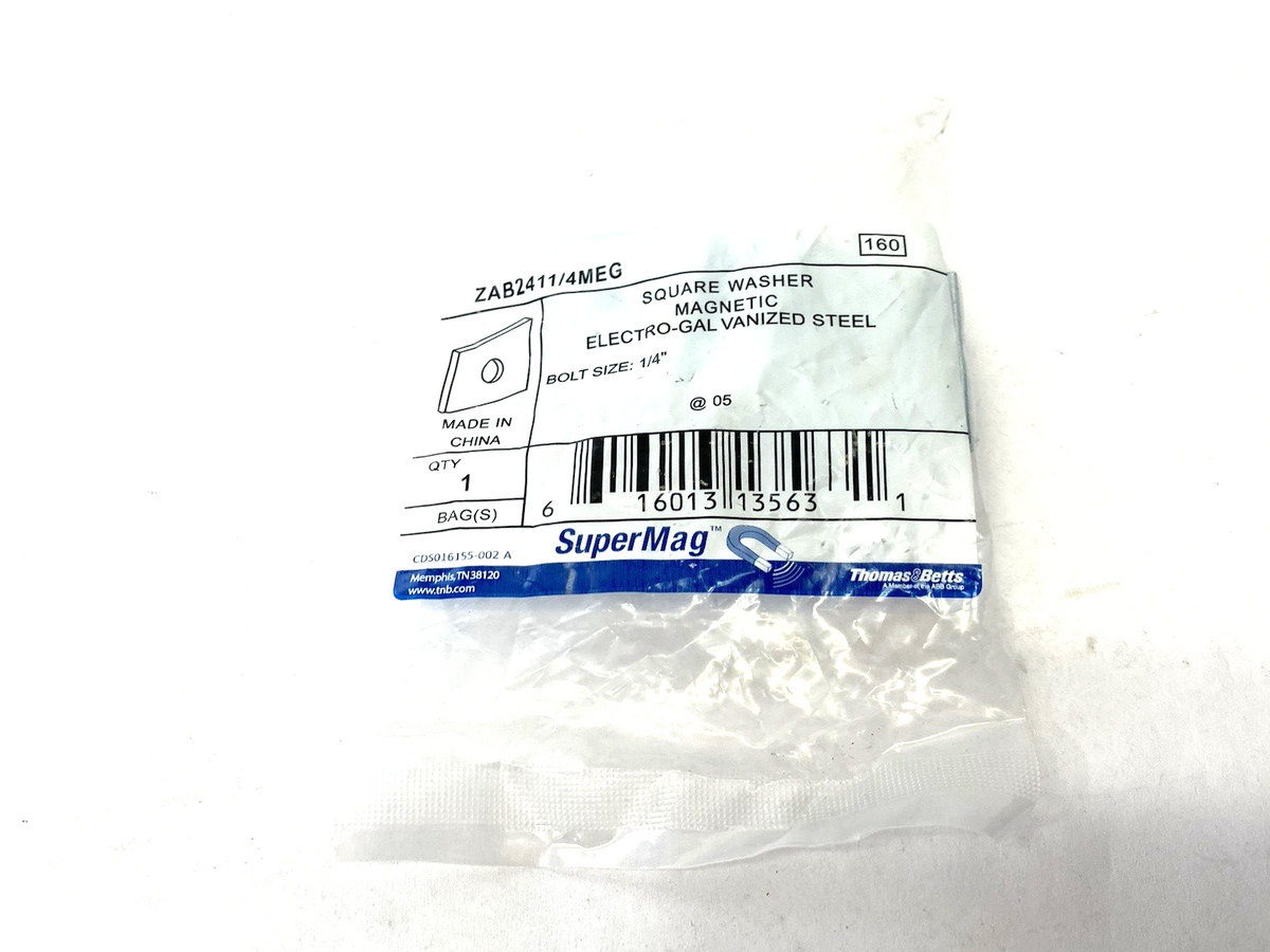 ZAB2411/4MEG | Thomas & Betts Square Washer Magnetic Electro-Gal. Steel PKG OF 5 - New - Maverick Industrial Sales