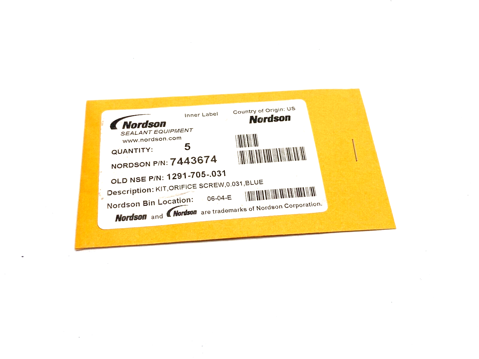 Nordson 7443674 Orifice Screw Kit, 0.031, Blue PKG OF 5 - Maverick Industrial Sales