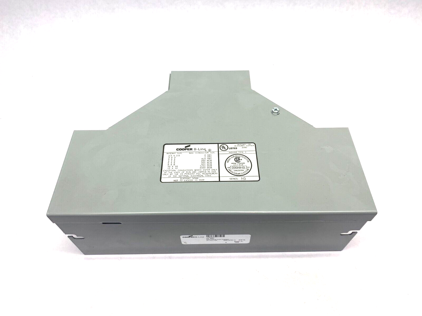 Cooper B-Line 44HST Lay-In Wireway Tee Section Hinge Screw Cover Gray Steel - Maverick Industrial Sales
