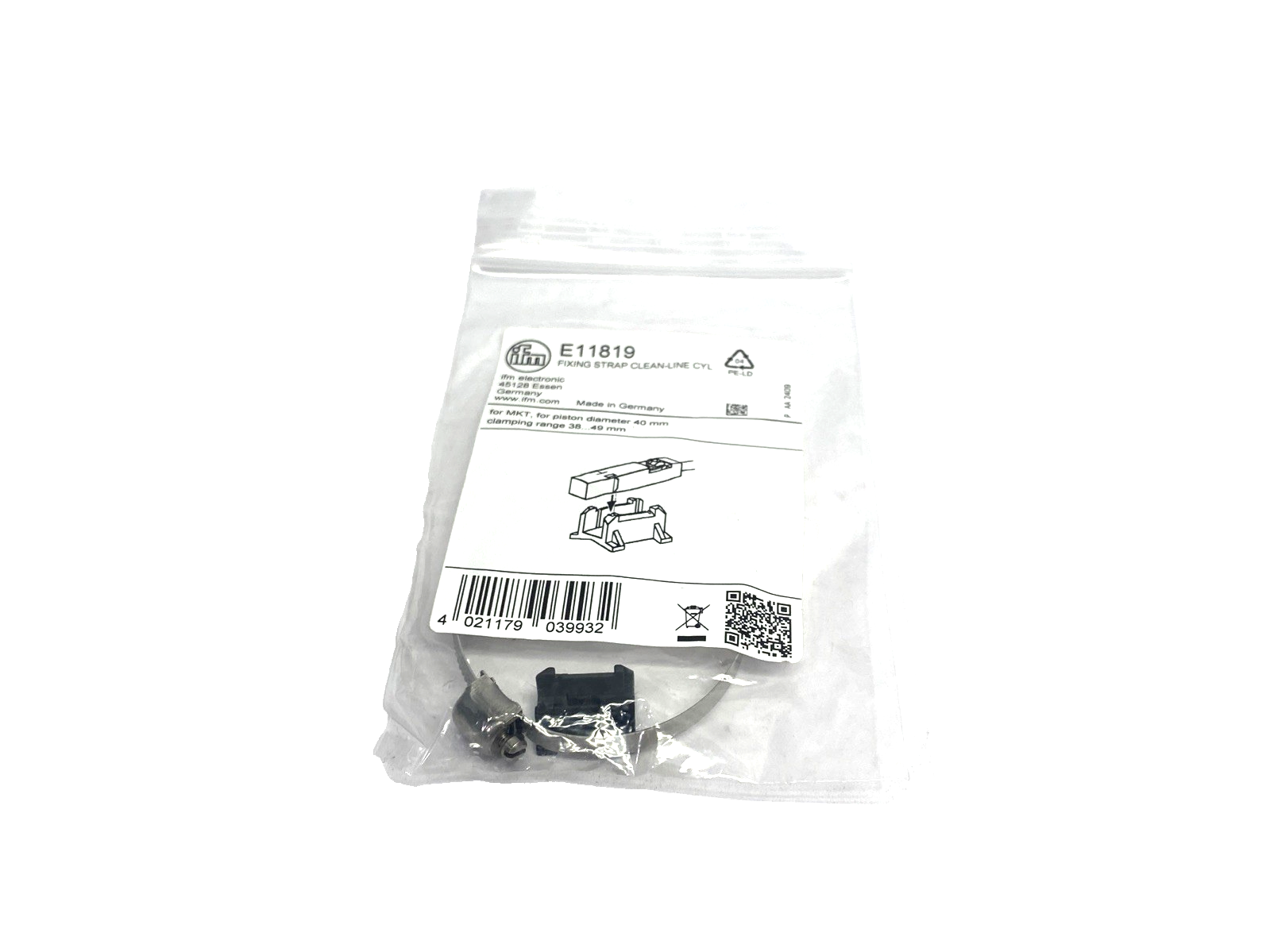 ifm E11819 Fixing Strap For Smooth Body Cylinder FIXING STRAP CLEAN-LINE CYL 2PK - Maverick Industrial Sales