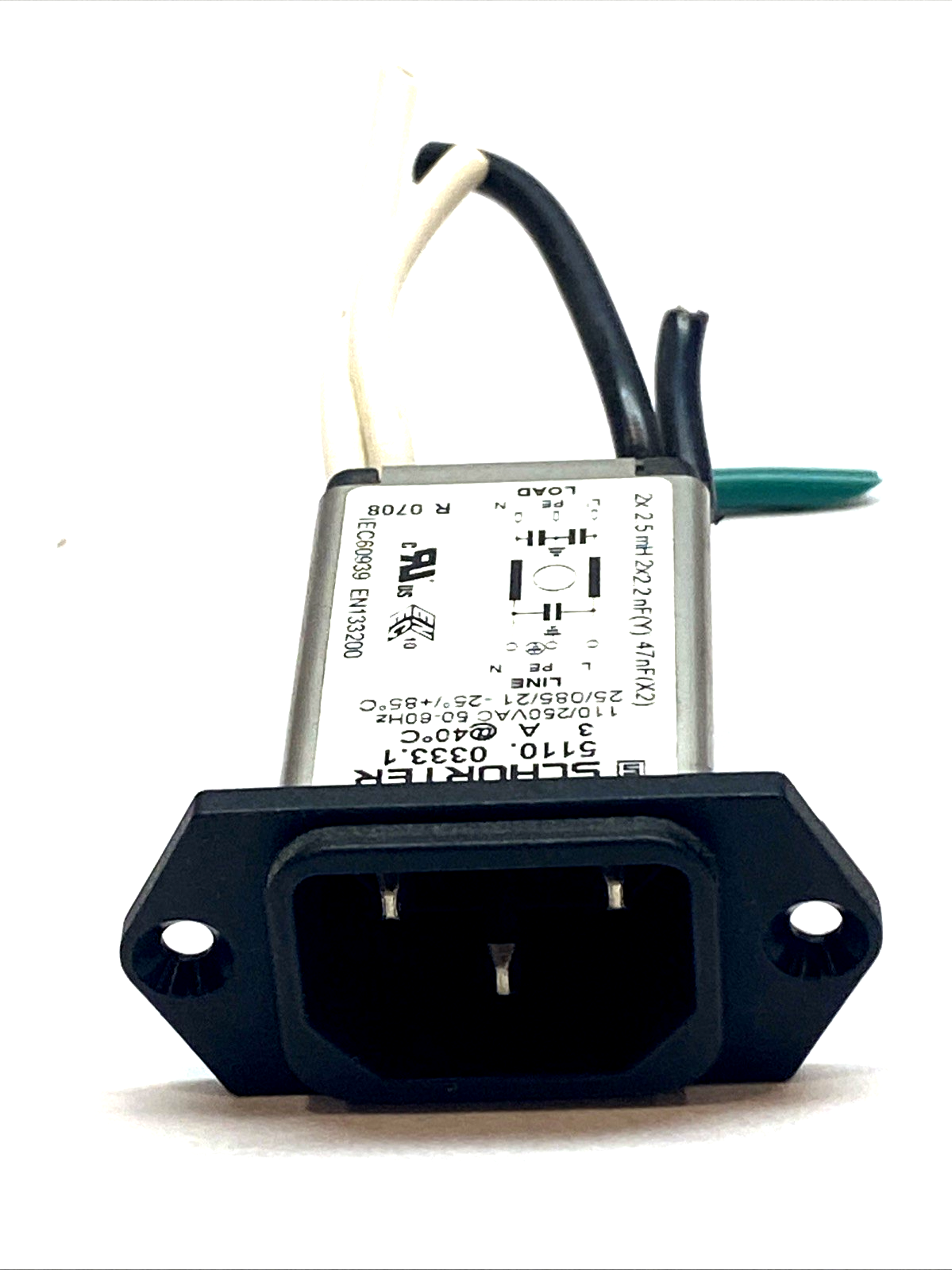 Schurter 5110.0333.1 C14 Filtered Power Inlet 3A 250VAC Panel Mount LOT OF 3 - Maverick Industrial Sales