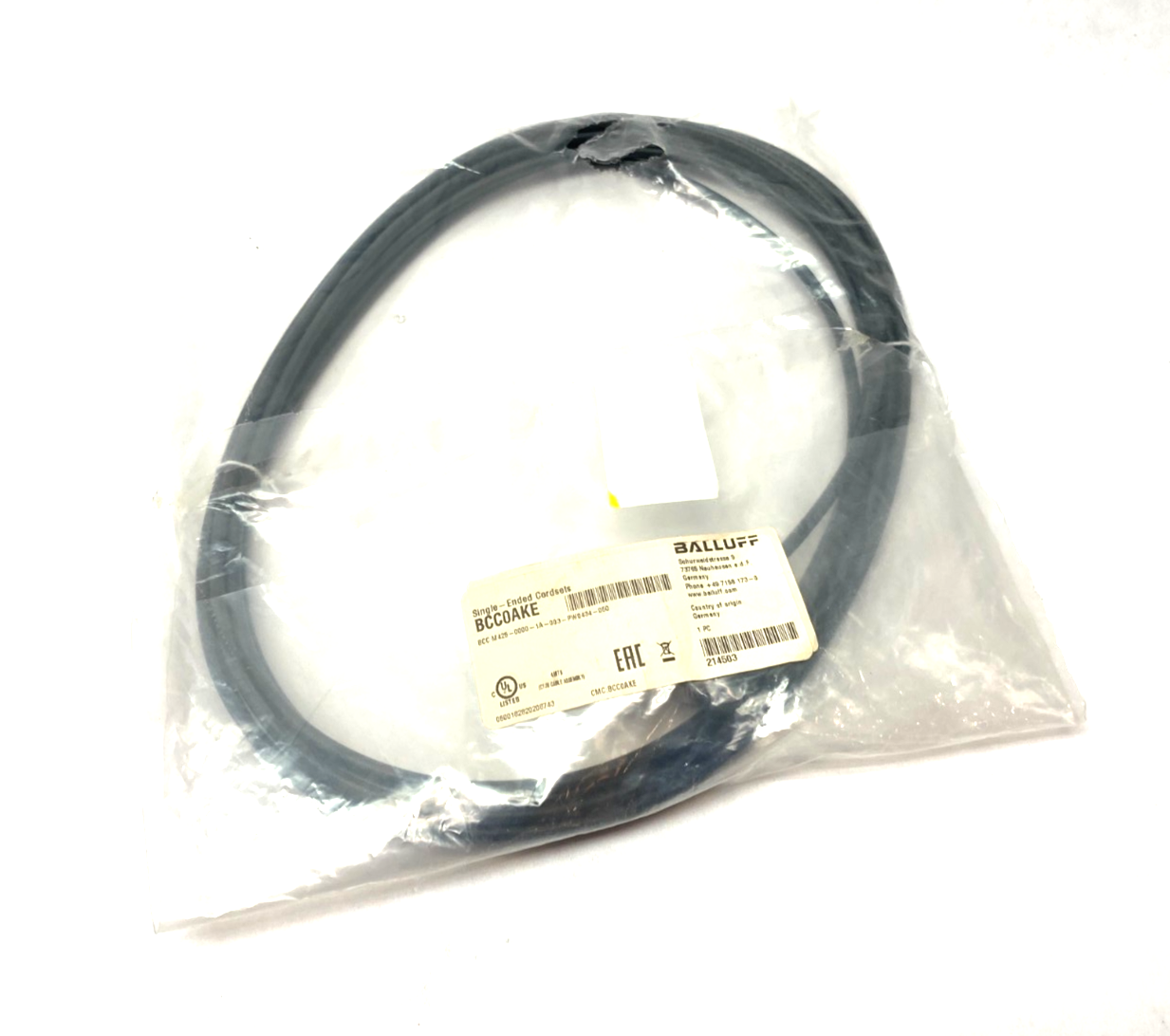 Balluff BCC0AKE Single Ended Welding Cable BCC M425-0000-1A-003-PW0434-050 - Maverick Industrial Sales