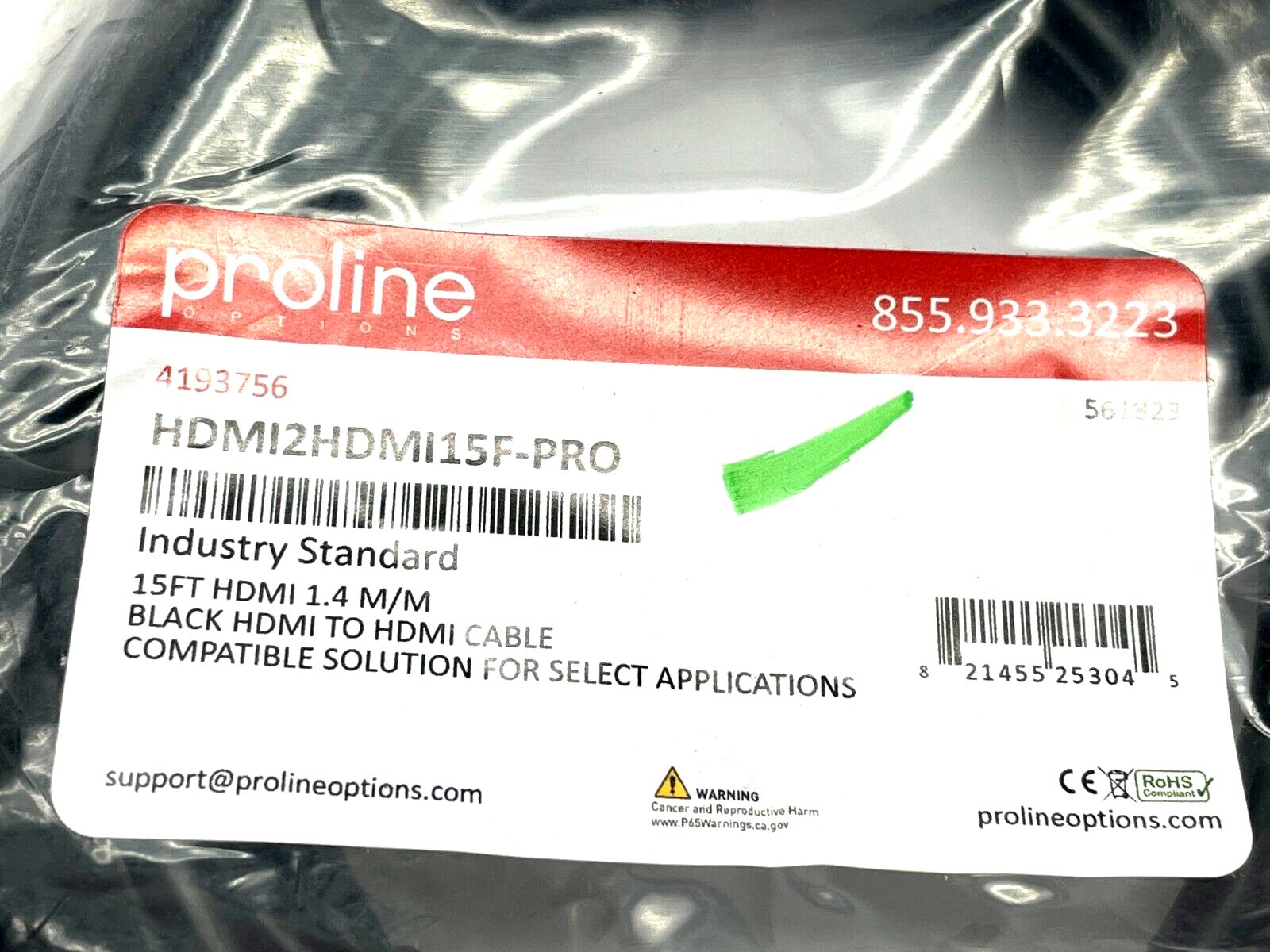 Proline R-HDMIHSMM15 Industry Standard HDMI Cable 15ft Length - Maverick Industrial Sales
