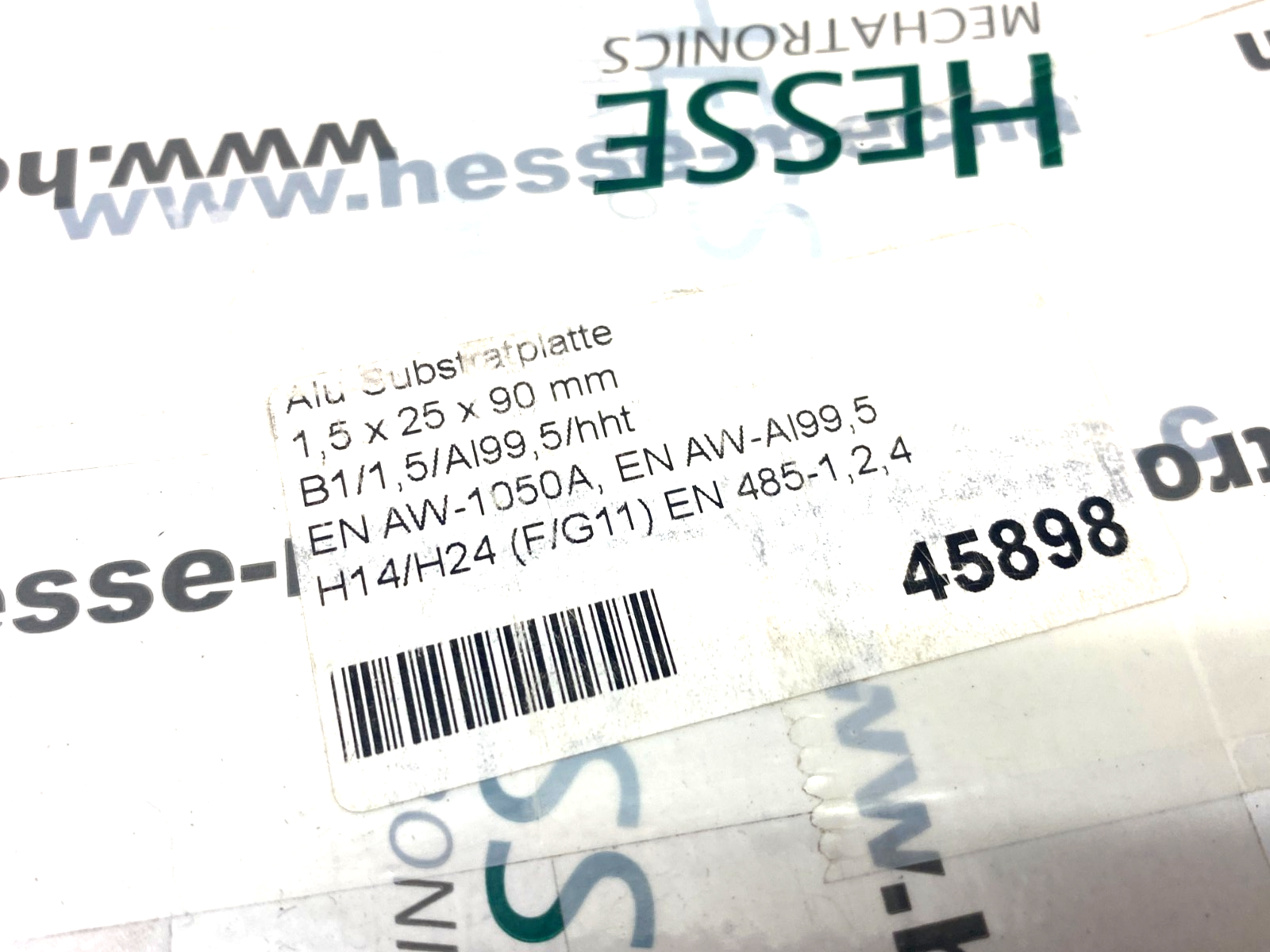 Hesse 45898 Aluminum Substrate Plate 1.5 x 25 x 90mm BOX OF 400 - Maverick Industrial Sales