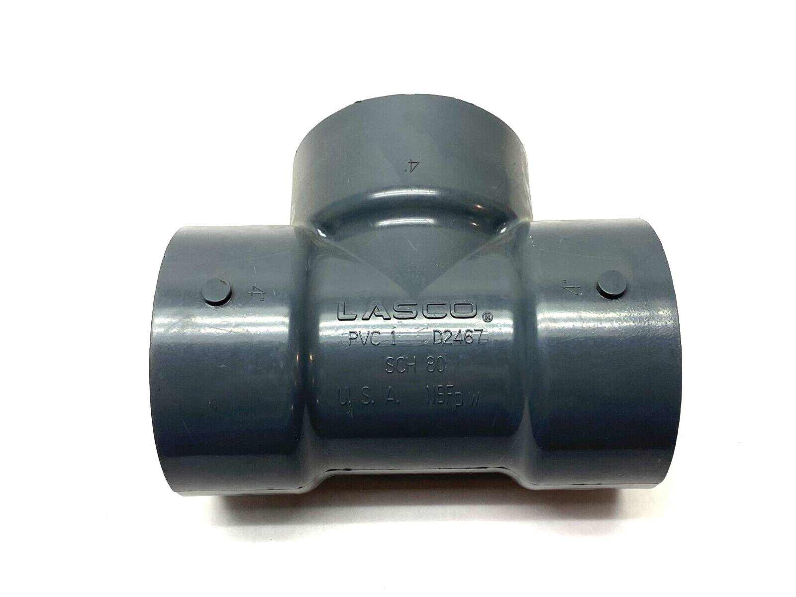 Lasco 801-040 Three-Way Tee Slip Socket Fitting 4" SCH80 PVC Gray - Maverick Industrial Sales