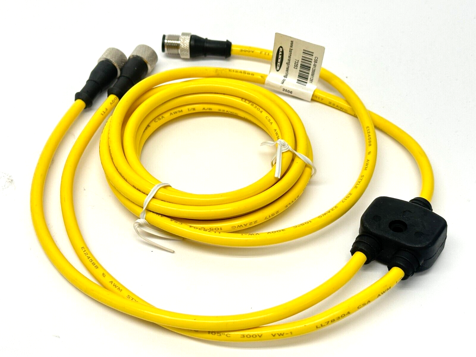 Banner CSB-M1288M1281 M12 QD Splitter Cable 8-Pin 8ft Trunk 1ft Branch 73253 - Maverick Industrial Sales