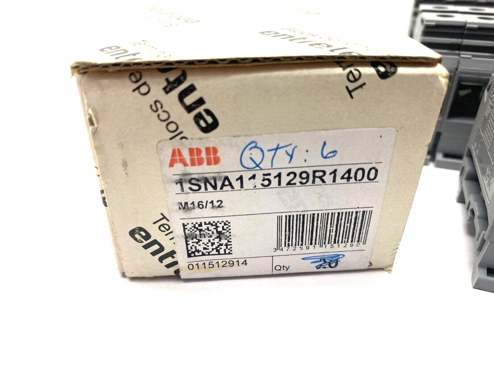1SNA115129R1400 | ABB Entrelec Feed-Through Terminal Block Gray 12mm BOX OF 12 - New Other - Maverick Industrial Sales