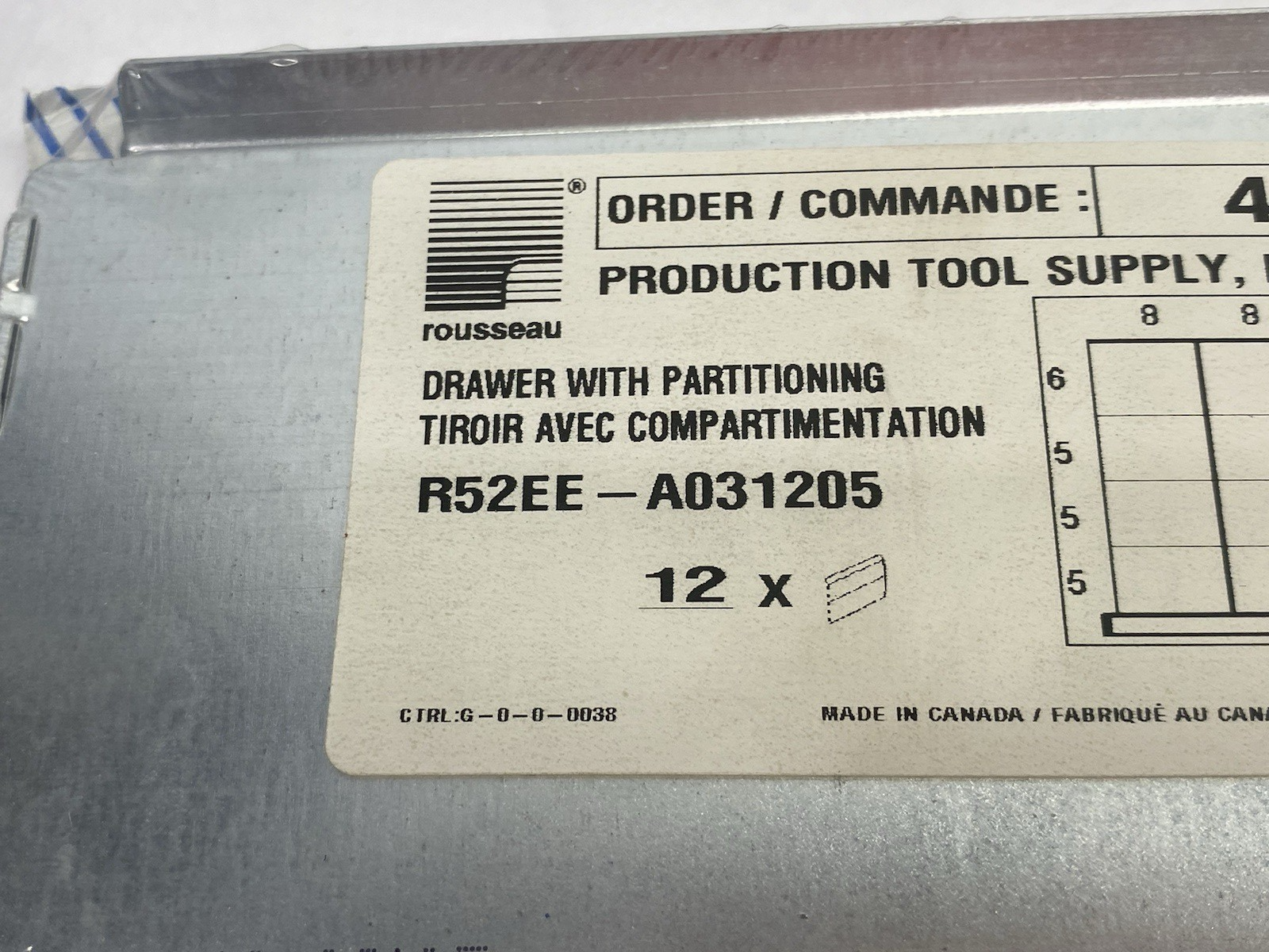Rousseau R52EE-A031205 Metal Drawer Partitioning PKG OF 12 - Maverick Industrial Sales