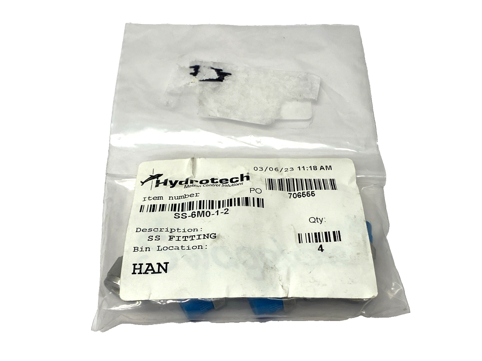 Hydrotech SS-6M0-1-2 Stainless Steel Fitting 6mm Tube OD x 1/8" NPT PACKAGE OF 4 - Maverick Industrial Sales