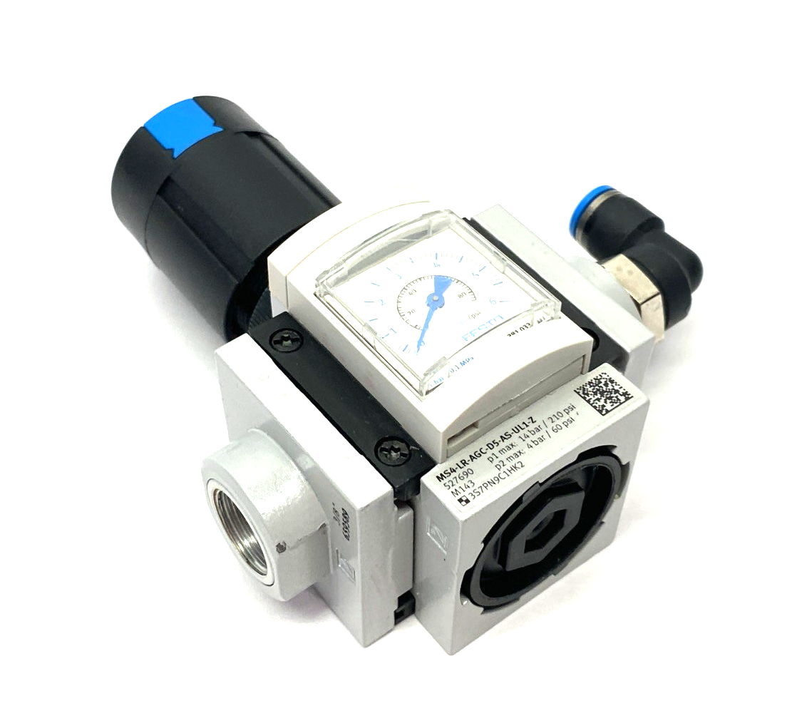 Festo MS4-LR-AGC-D5-AS-UL1-Z Modular Pressure Regulator 527690 w/ 3/8" Adapters - Maverick Industrial Sales