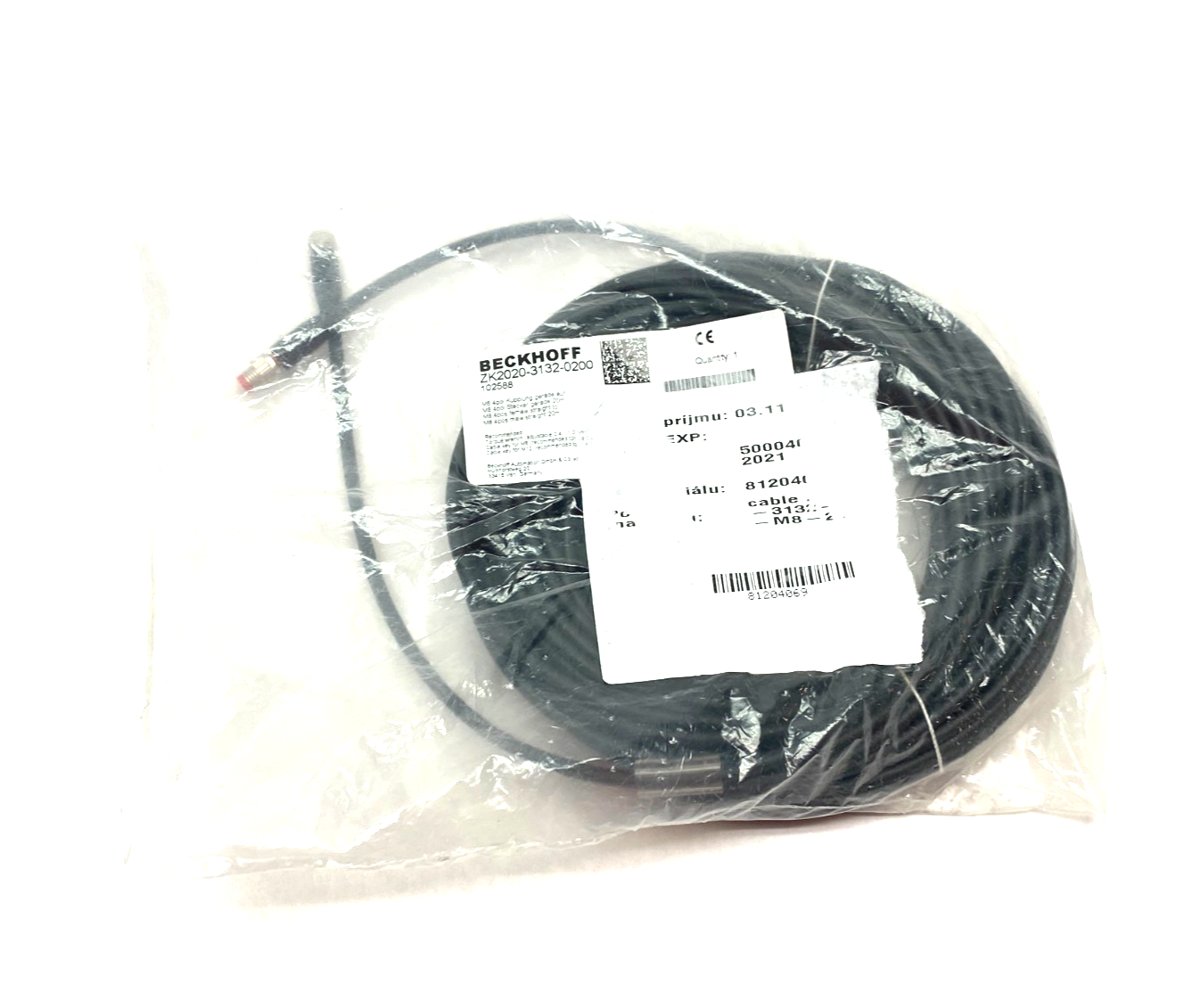 Beckhoff ZK2020-3132-0200 Double Ended Power Cable M8 4-Pin 20m Length 102588 - Maverick Industrial Sales