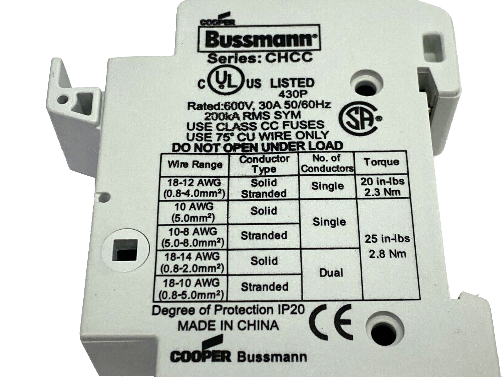 Cooper Bussmann CHCC 1-Pole Fuse Holder 600V 30A - Maverick Industrial Sales