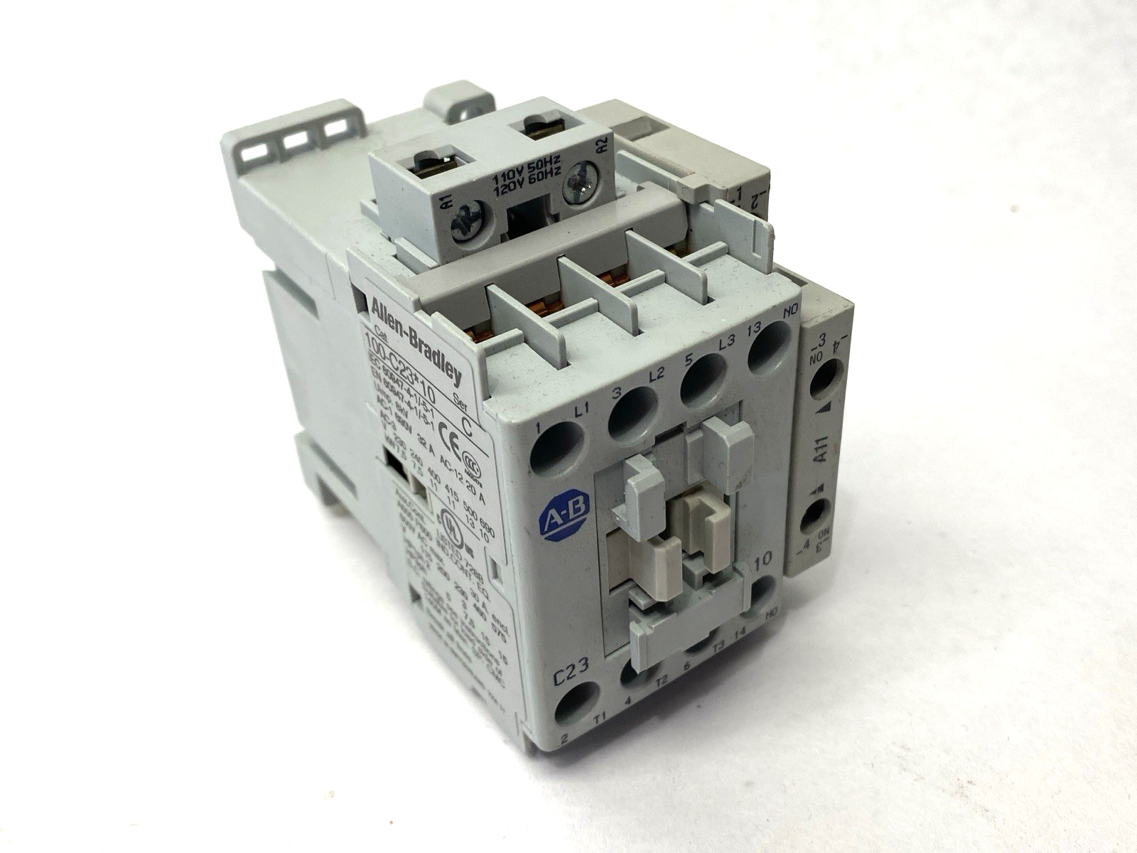 Allen Bradley 100-C23D10 Ser. C IEC Contactor 3-Pole 120VAC 23A w/ 100-S Ser. B - Maverick Industrial Sales
