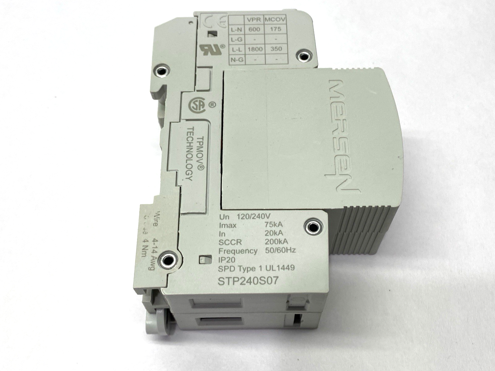 STP240S07 | Mersen Surge Trap Pluggable Protective Device 240/120V - New – Open box - Maverick Industrial Sales