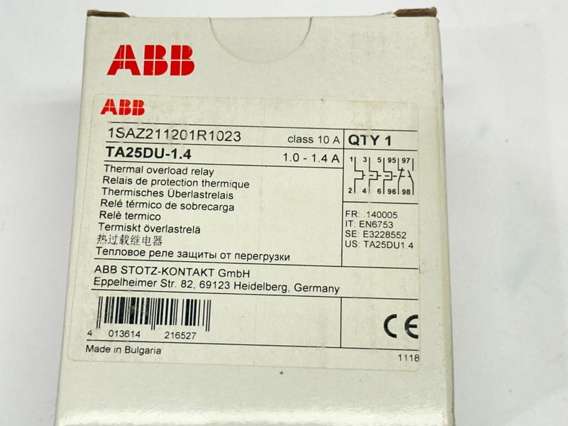 ABB 1SAZ211201R1023 TA25DU-1.4 Thermal Overload Relay 1.0-1.4 690V - Maverick Industrial Sales