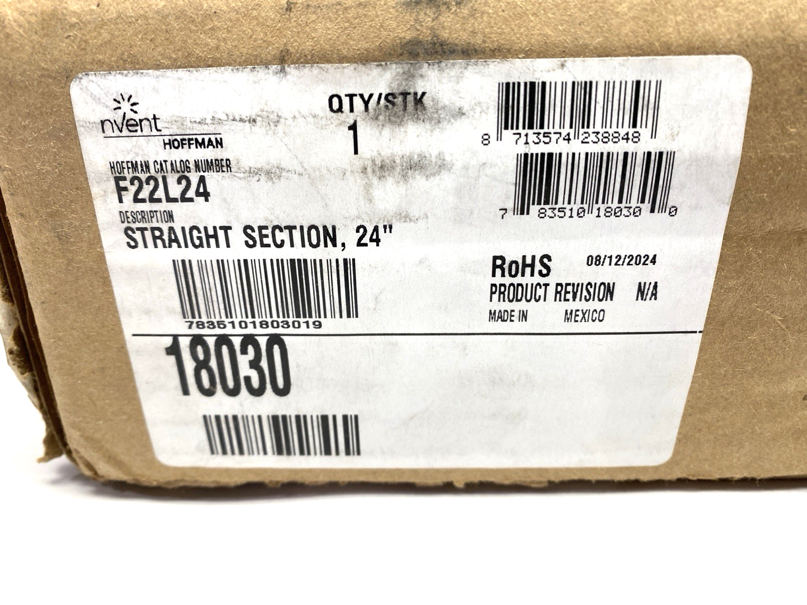 F22L24 | Hoffman Straight Section Lay-in Hinged-Cover 18030 - New - Maverick Industrial Sales