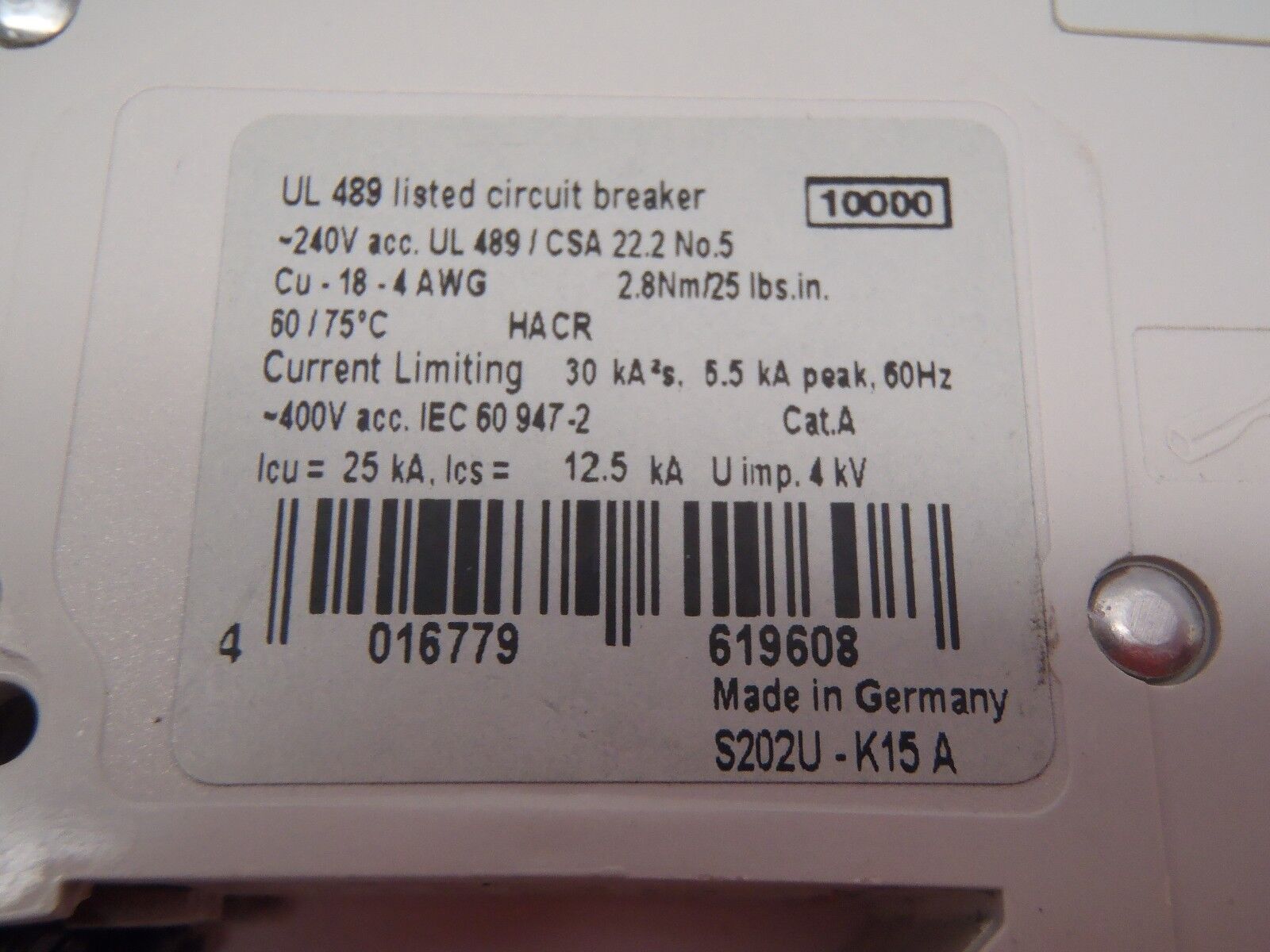 ABB Circuit Breakers W/ S202UP-K15A & S202U-K15A - Maverick Industrial Sales