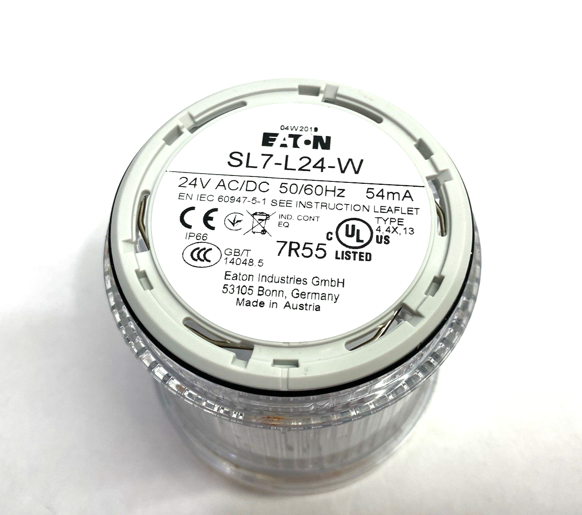 SL7-L24-W | Eaton Stacklight Module 70mm, Continuous LED, White 24VAC/DC - Used - Maverick Industrial Sales