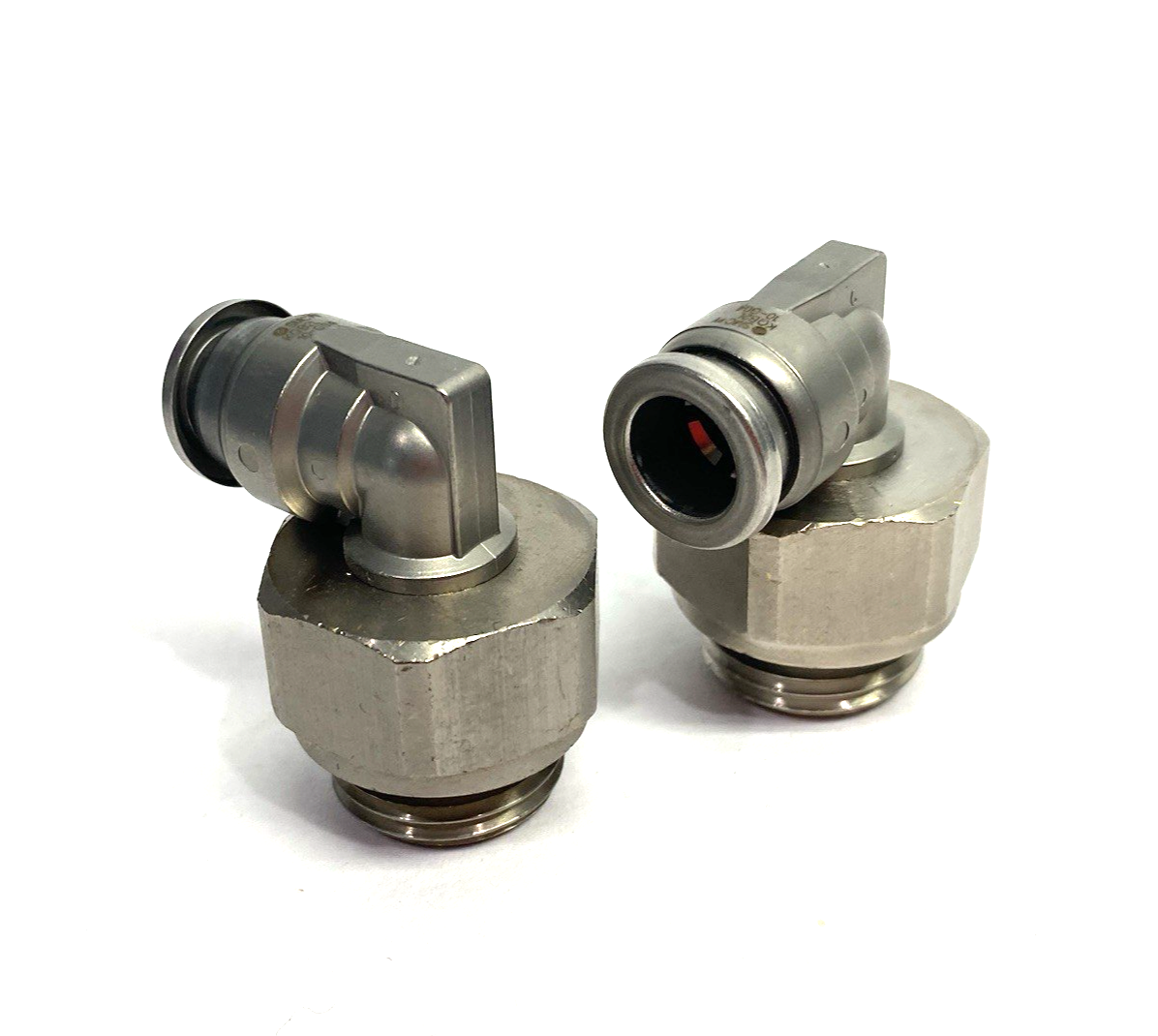 KQB2L10-G04 | SMC Metal Male Elbow Swivel Fitting 10mm OD Tube LOT OF 2 - New – Open box - Maverick Industrial Sales