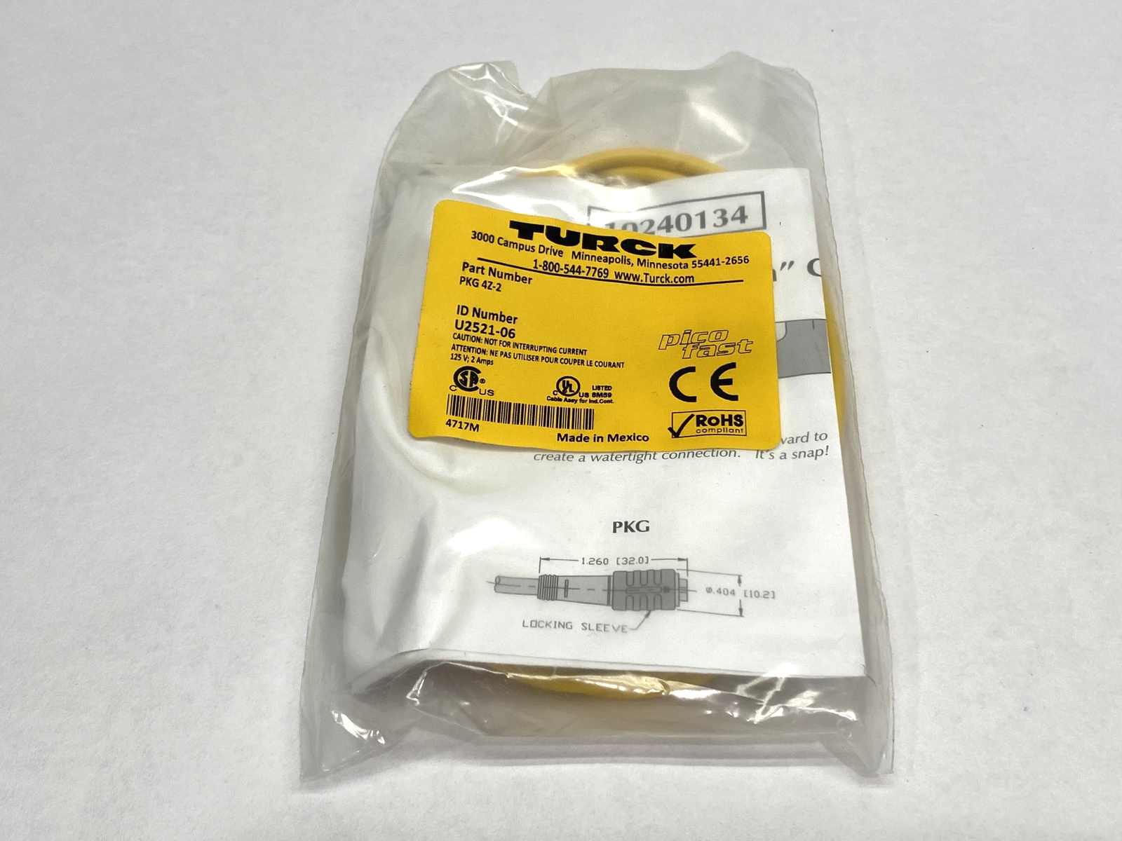 Turck PKG 4Z-2 PicoFast Single-Ended M12 Female U2521-06 - Maverick Industrial Sales