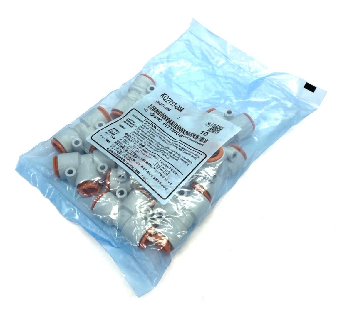 KQ2T13-00A | SMC Pneumatic One-Touch Union Tee Fitting, 1/4" Tube OD, 10-PACK - New - Maverick Industrial Sales
